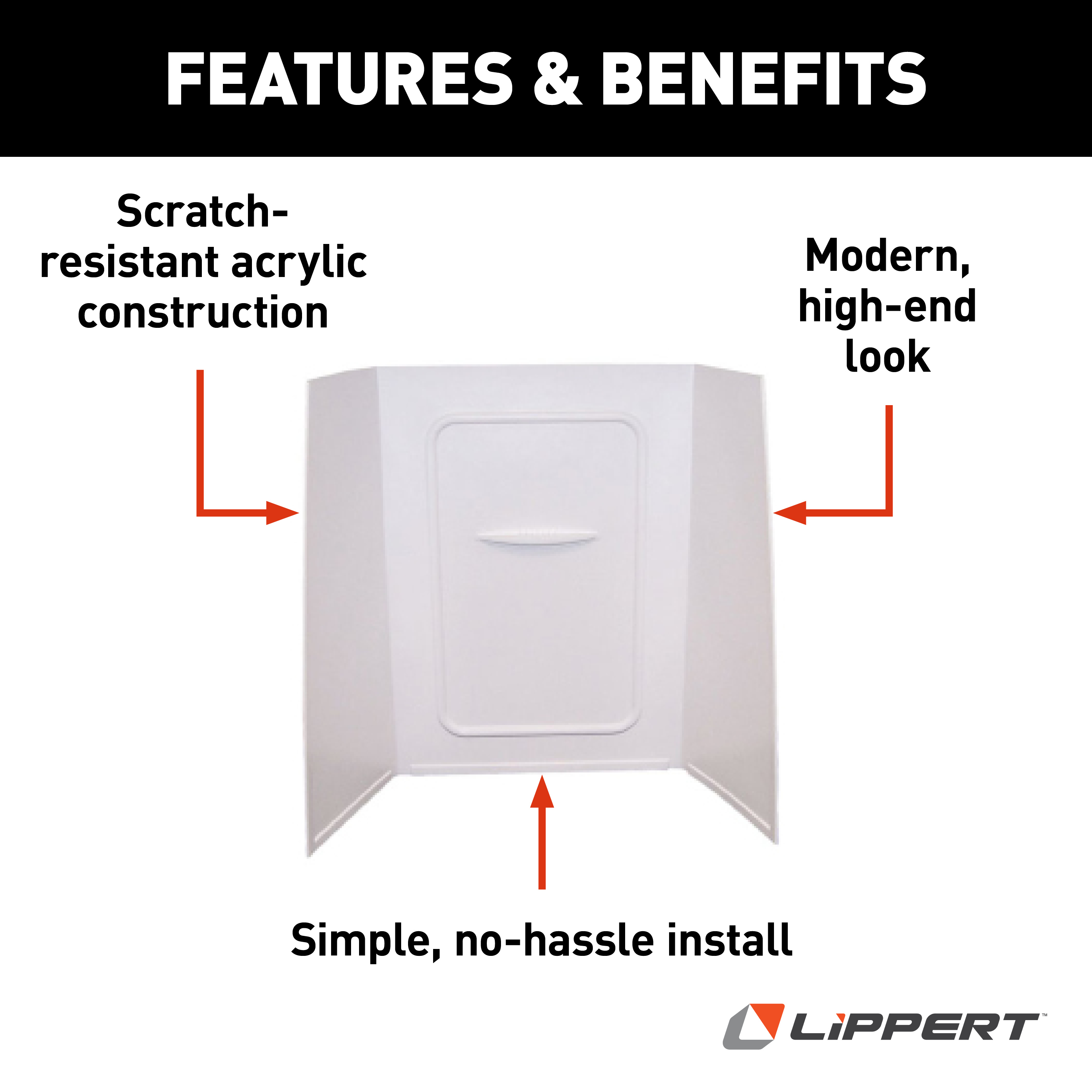 Lippert Bathtub Wall Surround - 24" x 36" x 59", White #WPF243659SPK thumbnail 2