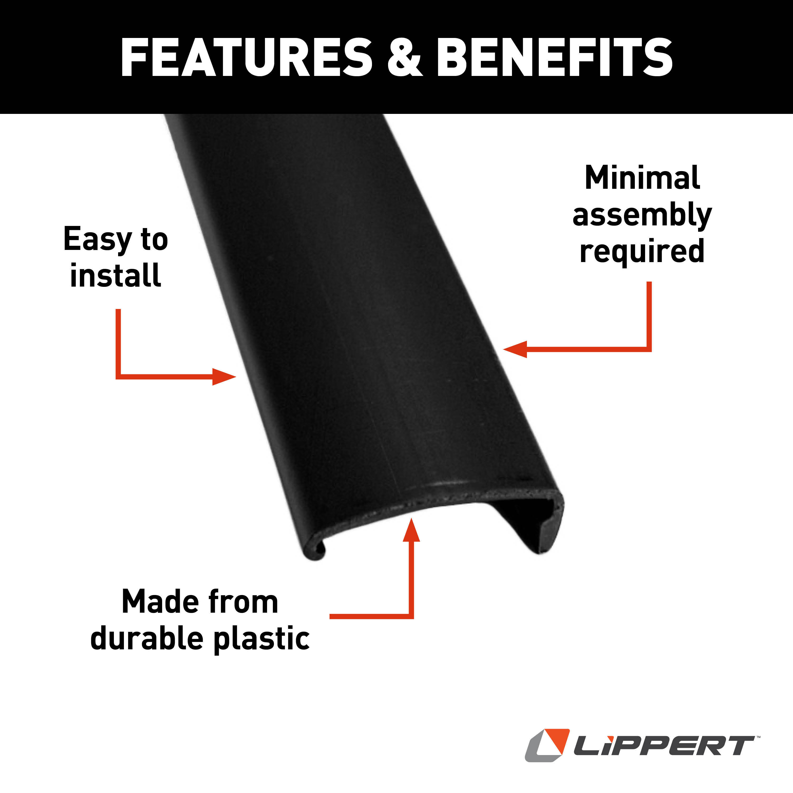 Lippert 76" Snap Trim Screw Cover - Black #326192 thumbnail 2