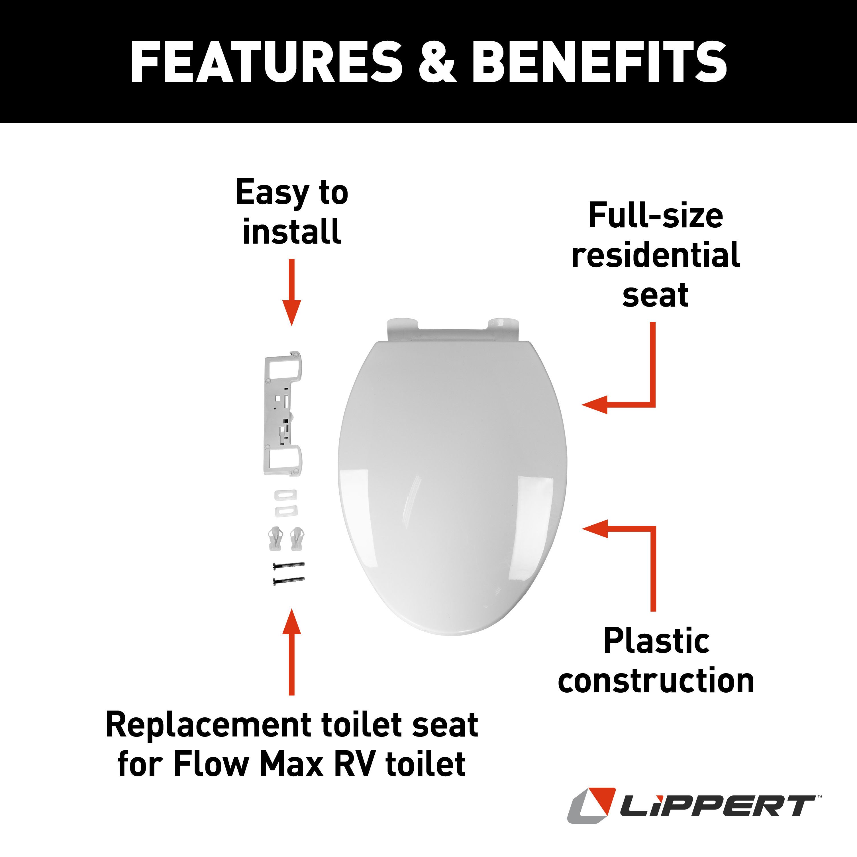 LIPPERT Flow Max Replacement RV Toilet Seat thumbnail 2