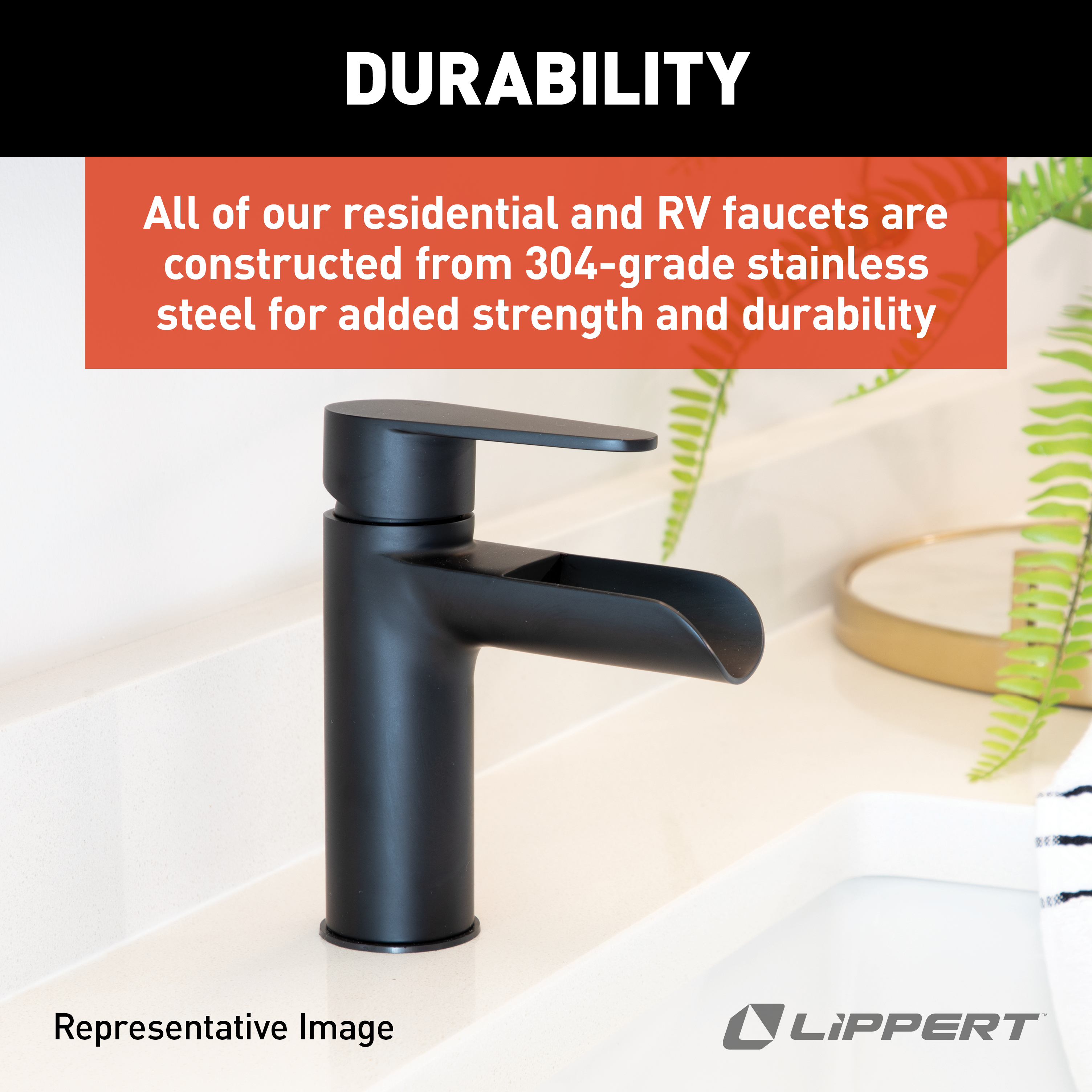 Lippert Flow Max Waterfall Bathroom Faucet - Stainless Steel thumbnail 4