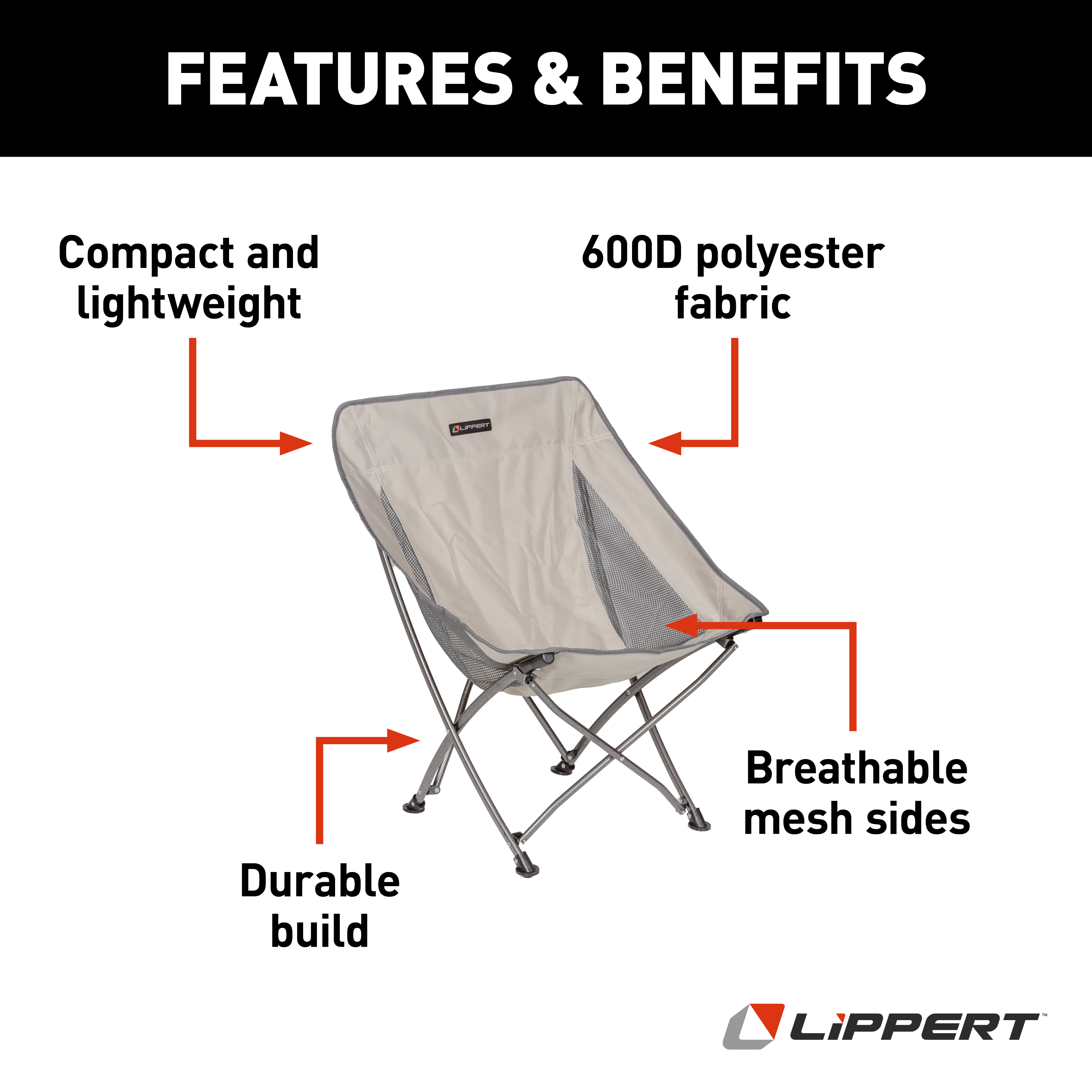 Lippert Baja Compact Camping Chair - Sand thumbnail 1