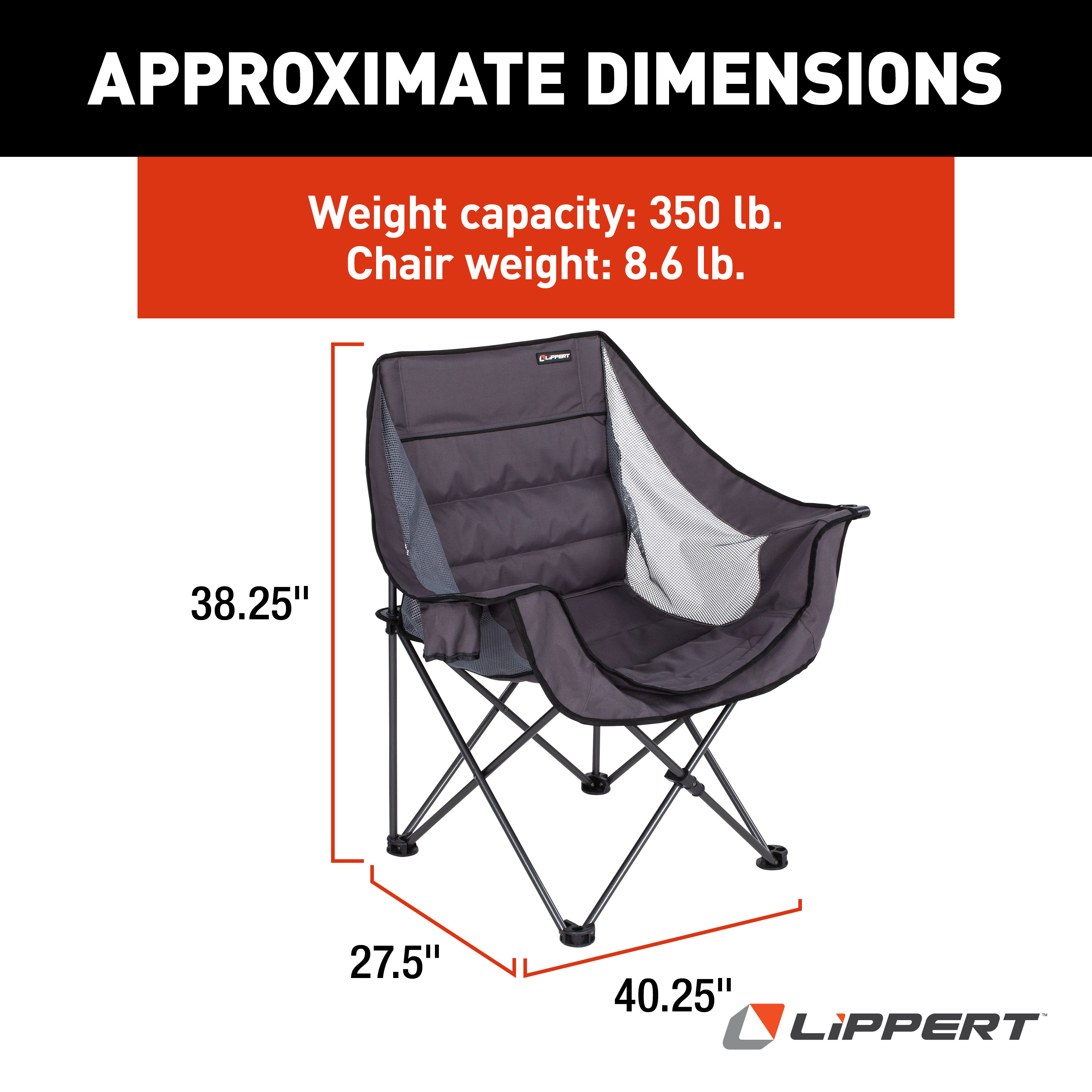 Lippert Campfire Folding Chair - Dark Grey thumbnail 1