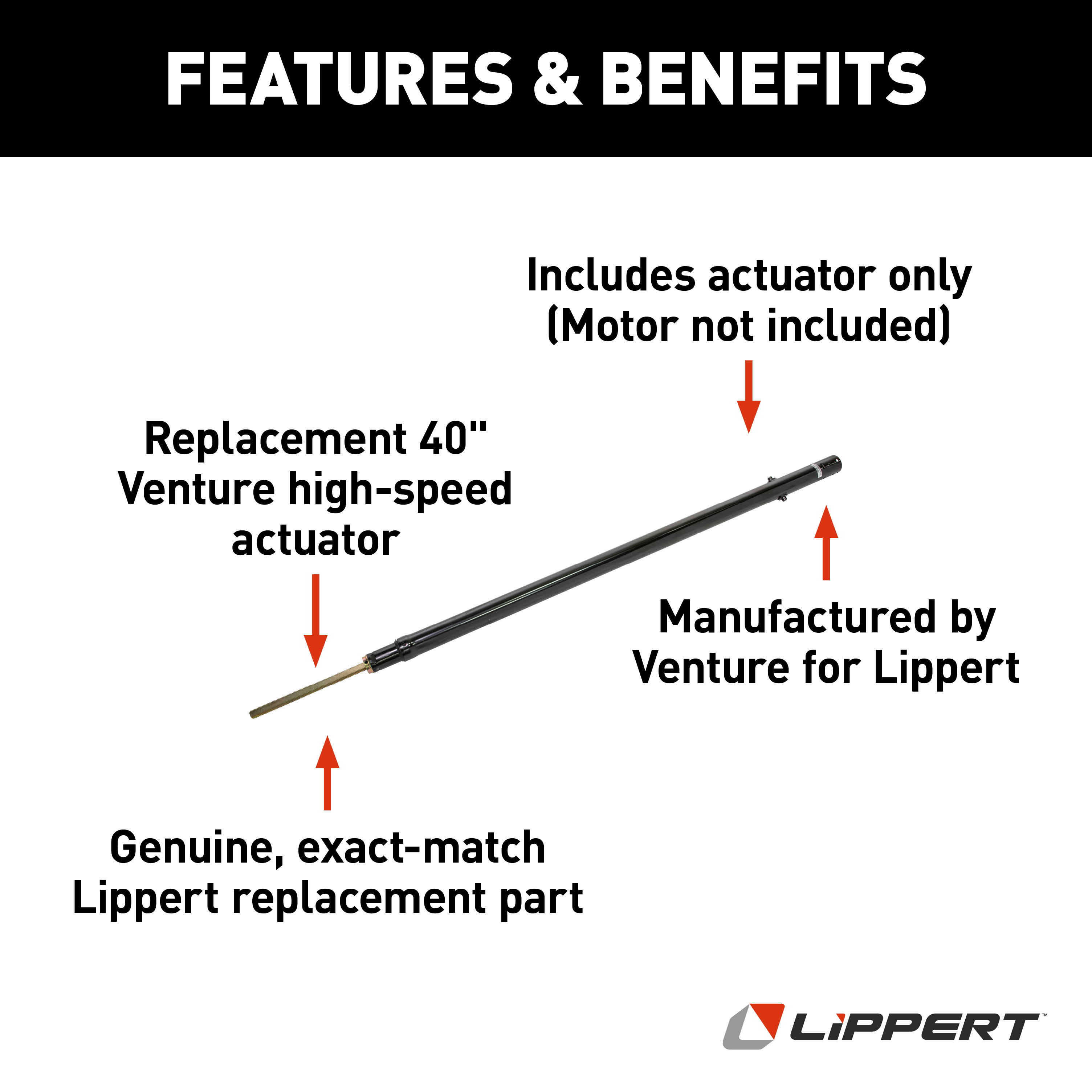 Lippert Venture Replacement 40" Through-Frame Slide-Out Room High-Speed Actuator #145595 thumbnail 2