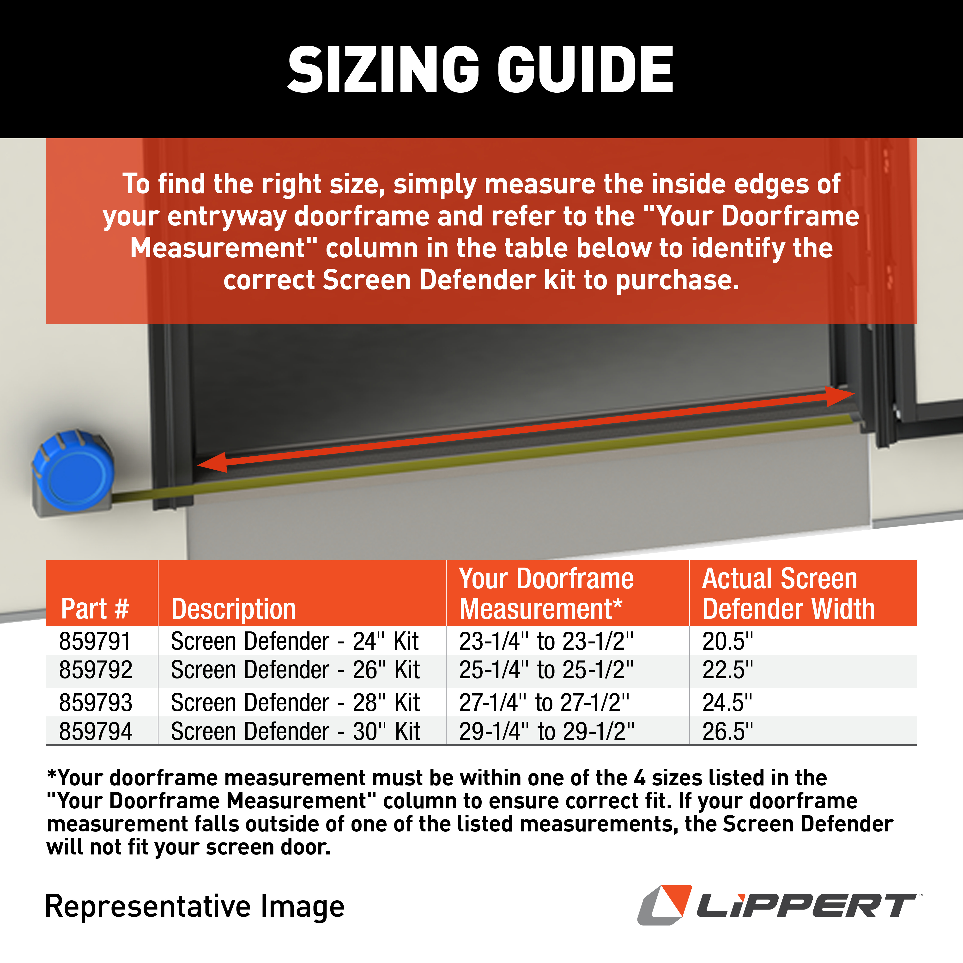 Lippert Screen Defender RV Entry Door Screen Protector - 26" Kit thumbnail 2