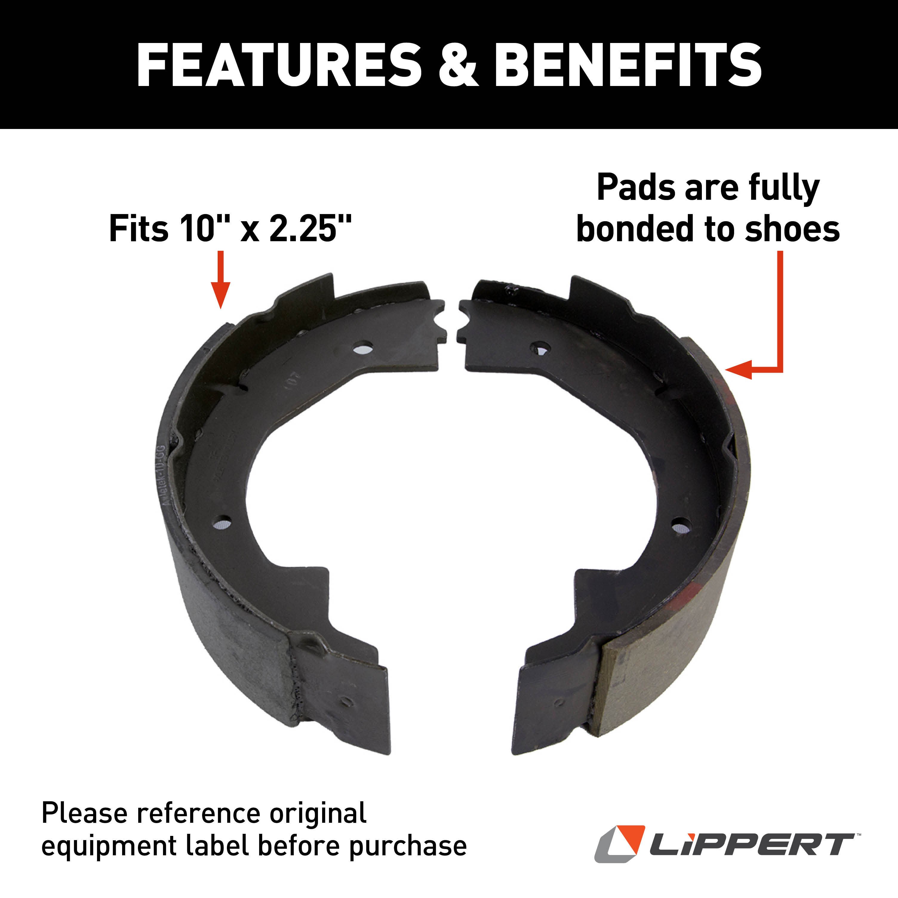 Lippert Electric Brake Shoe & Lining Kit - 10'' x 2.25'' 136451 thumbnail 1