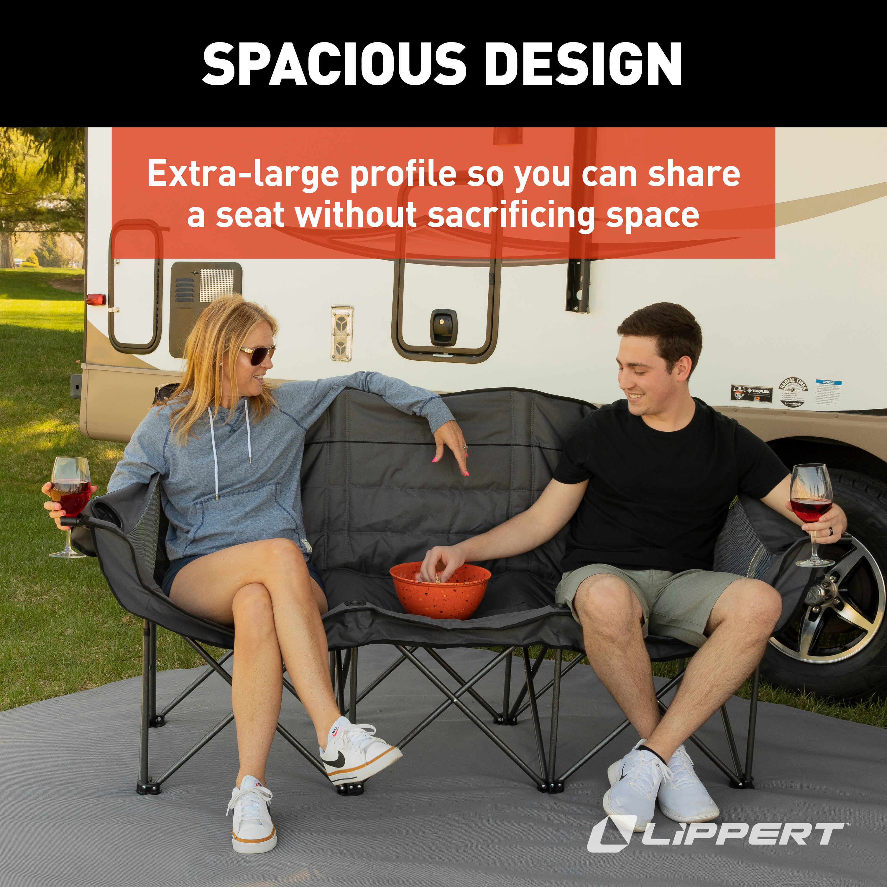 Lippert Campfire Folding Couch - Dark Grey thumbnail 3