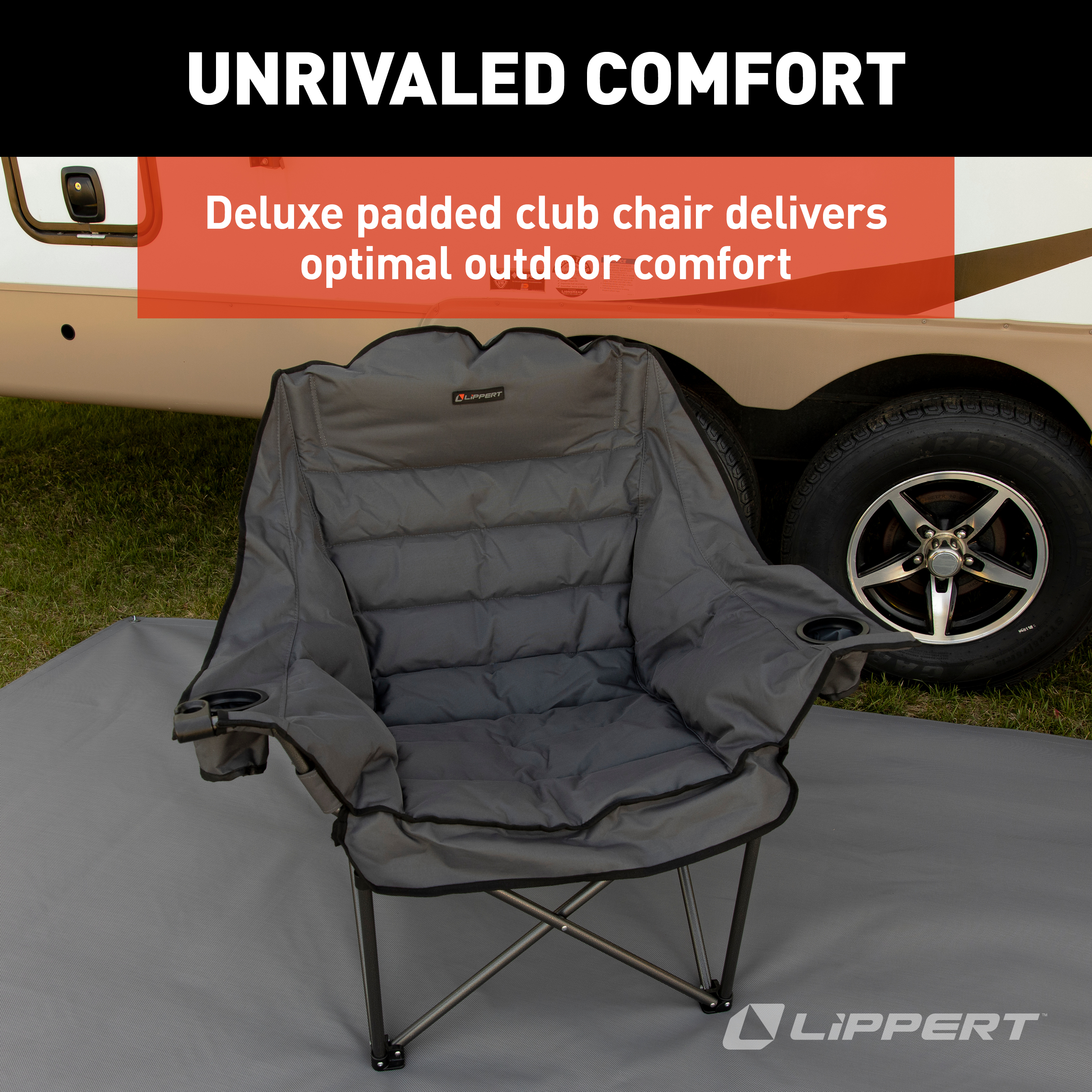 Lippert Big Bear Club Camping Chair - Dark Grey thumbnail 2
