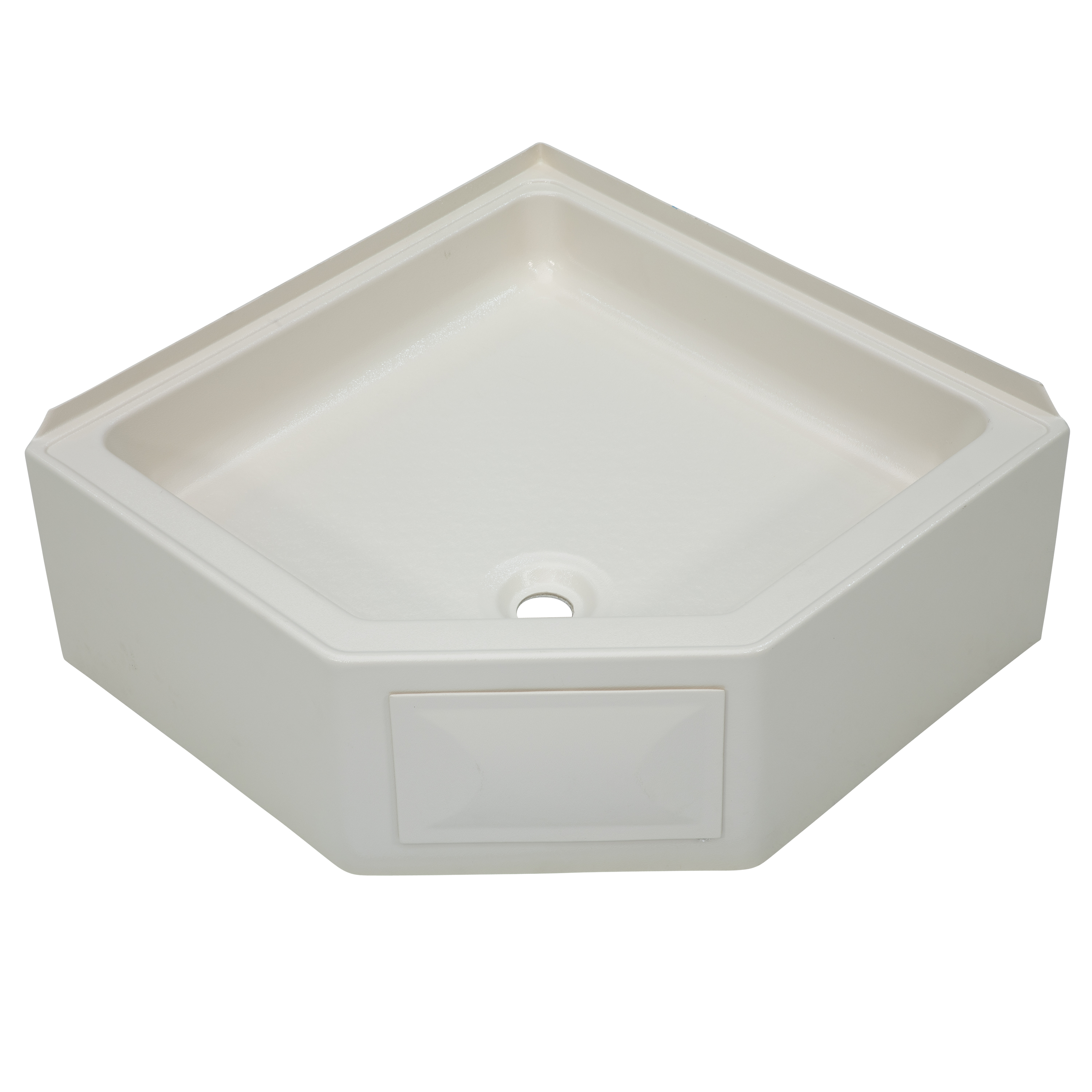 Lippert Corner RV Shower Pan with Center Drain - 27" x 27" Parchment #298087 thumbnail 1