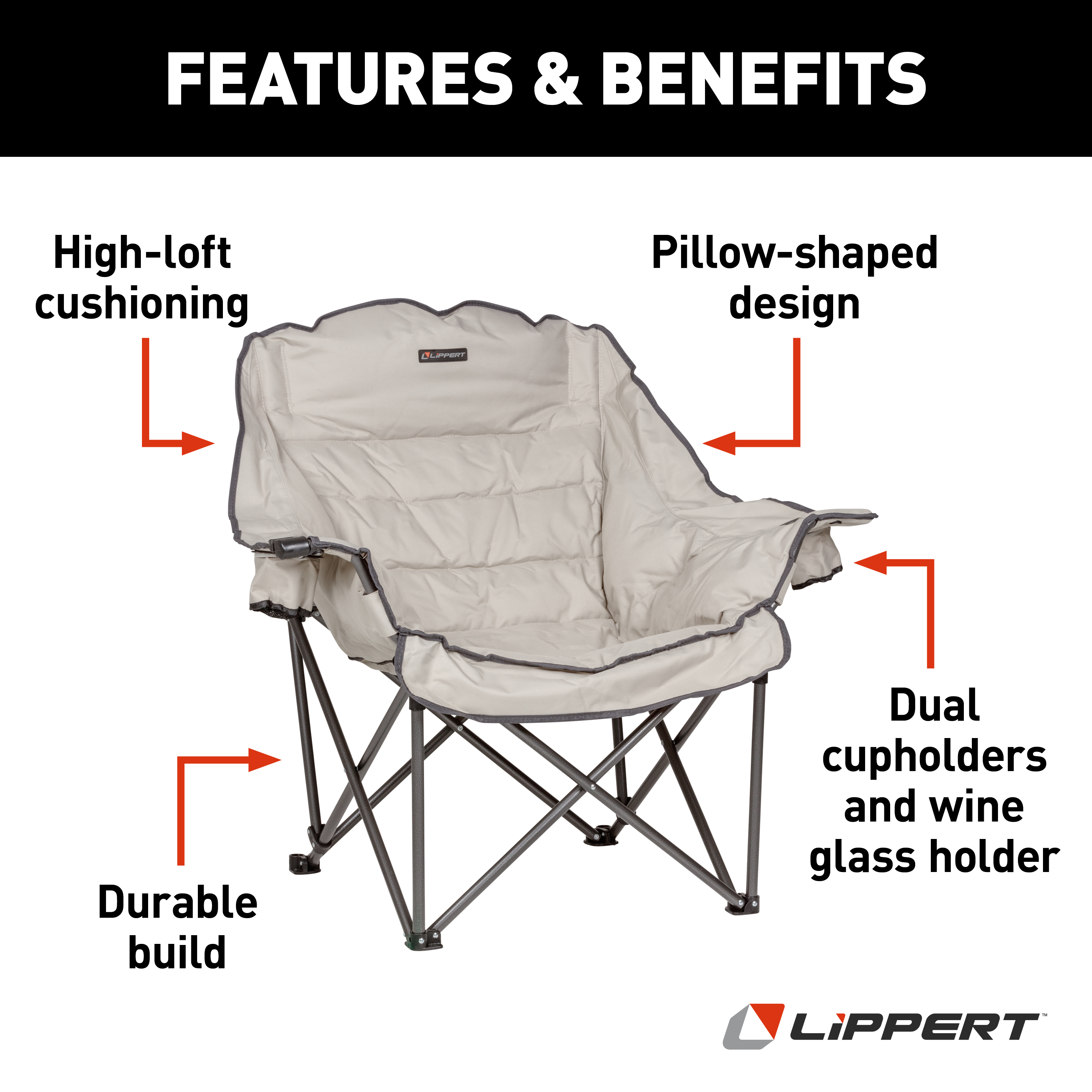 Lippert Big Bear Club Camping Chair - Sand thumbnail 1