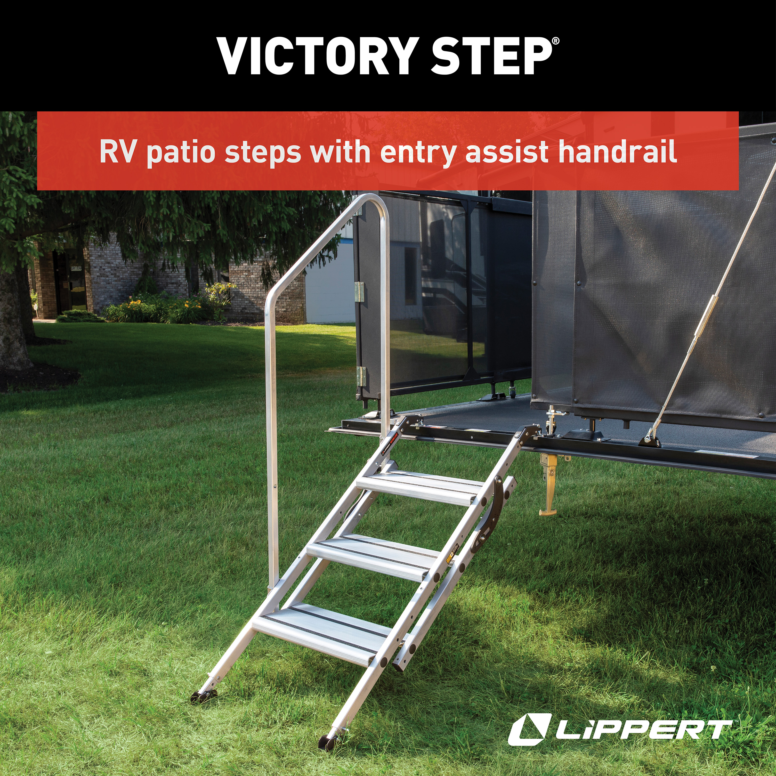 Lippert Victory Step Toy Hauler & RV Patio Steps with Entry Assist Handrail - Triple thumbnail 8