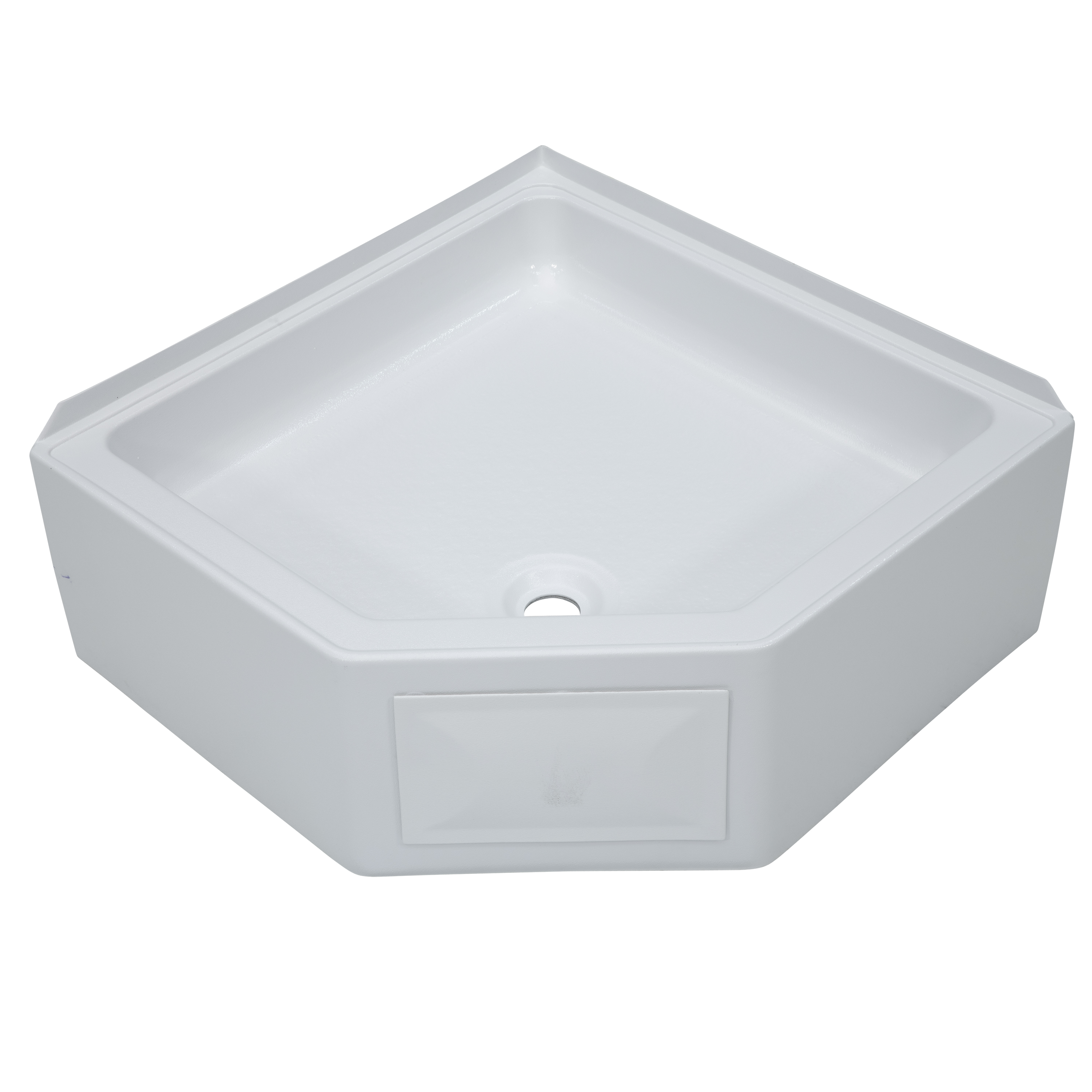 Lippert Corner RV Shower Pan with Center Drain - 27" x 27" White #325246 thumbnail 1