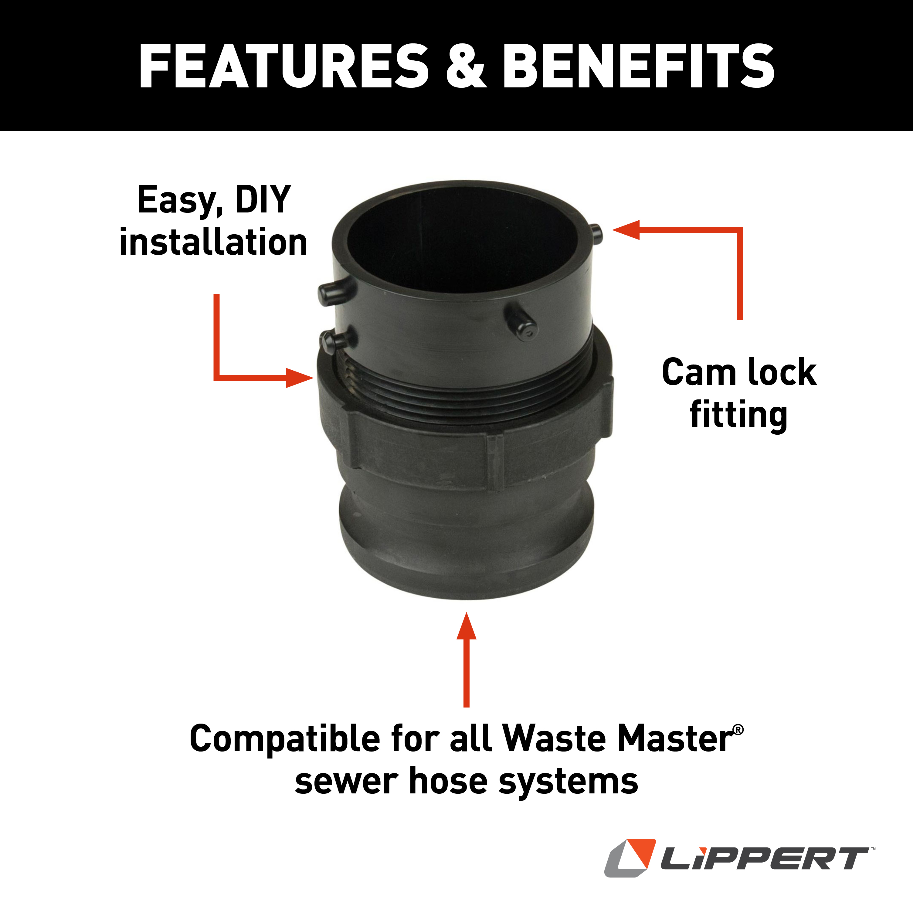 Lippert Waste Master RV Sewer Hose Male Bayonet Fitting Converter #360785 thumbnail 2