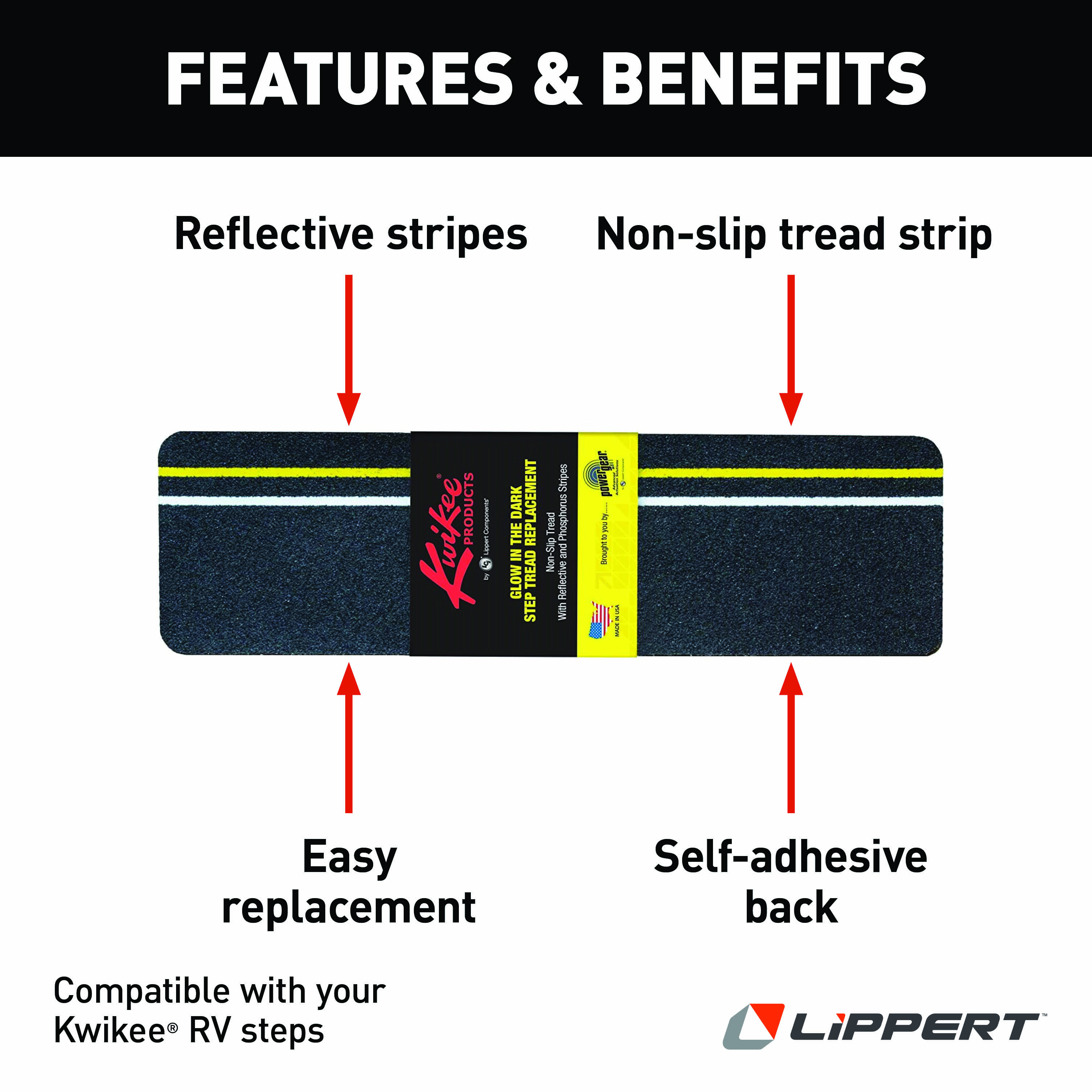 LIPPERT Kwikee Glow-in-the-Dark Tread Step; 6" x 21" thumbnail 1