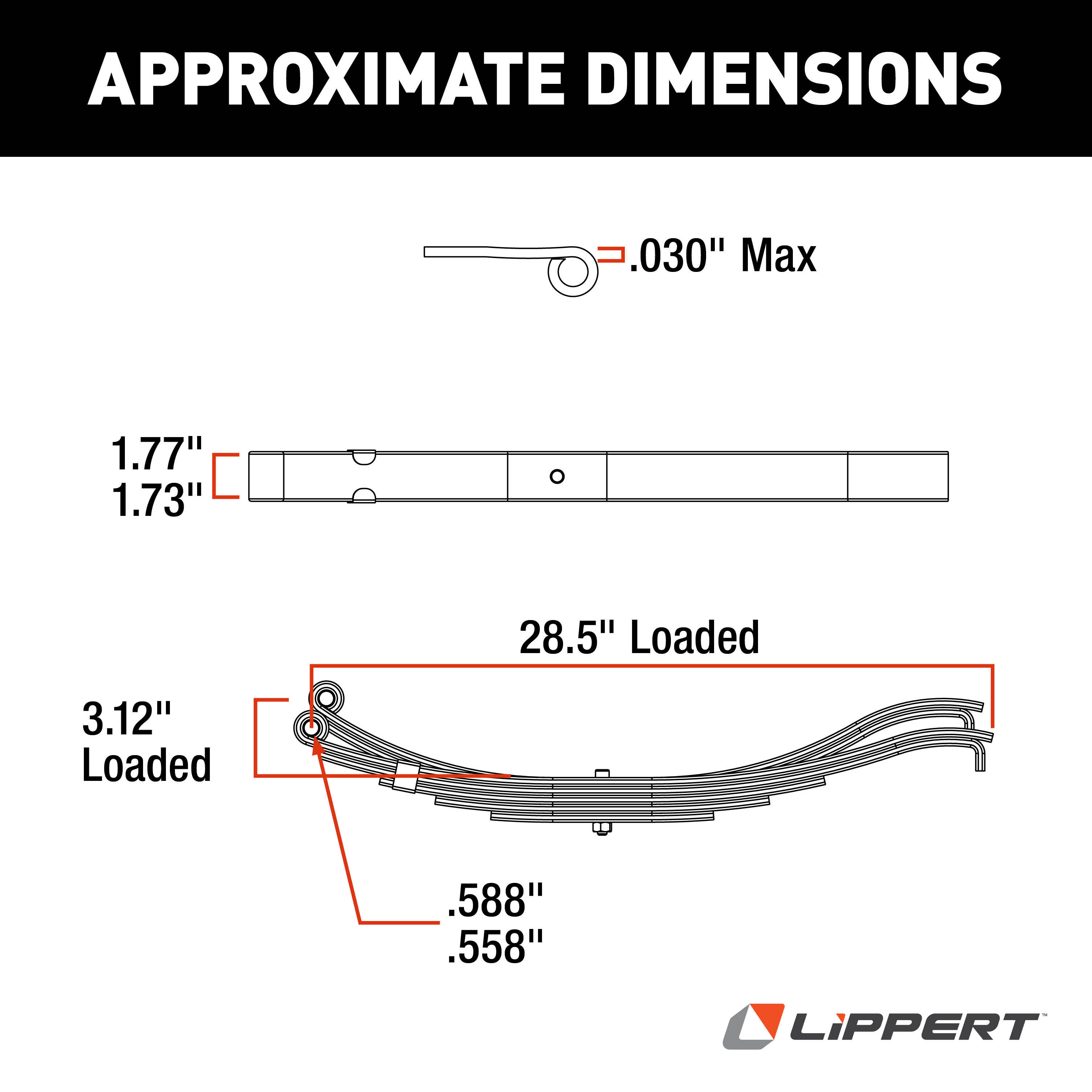 Lippert 28.5" Slipper Spring - 1,000 lbs. 132819 thumbnail 3