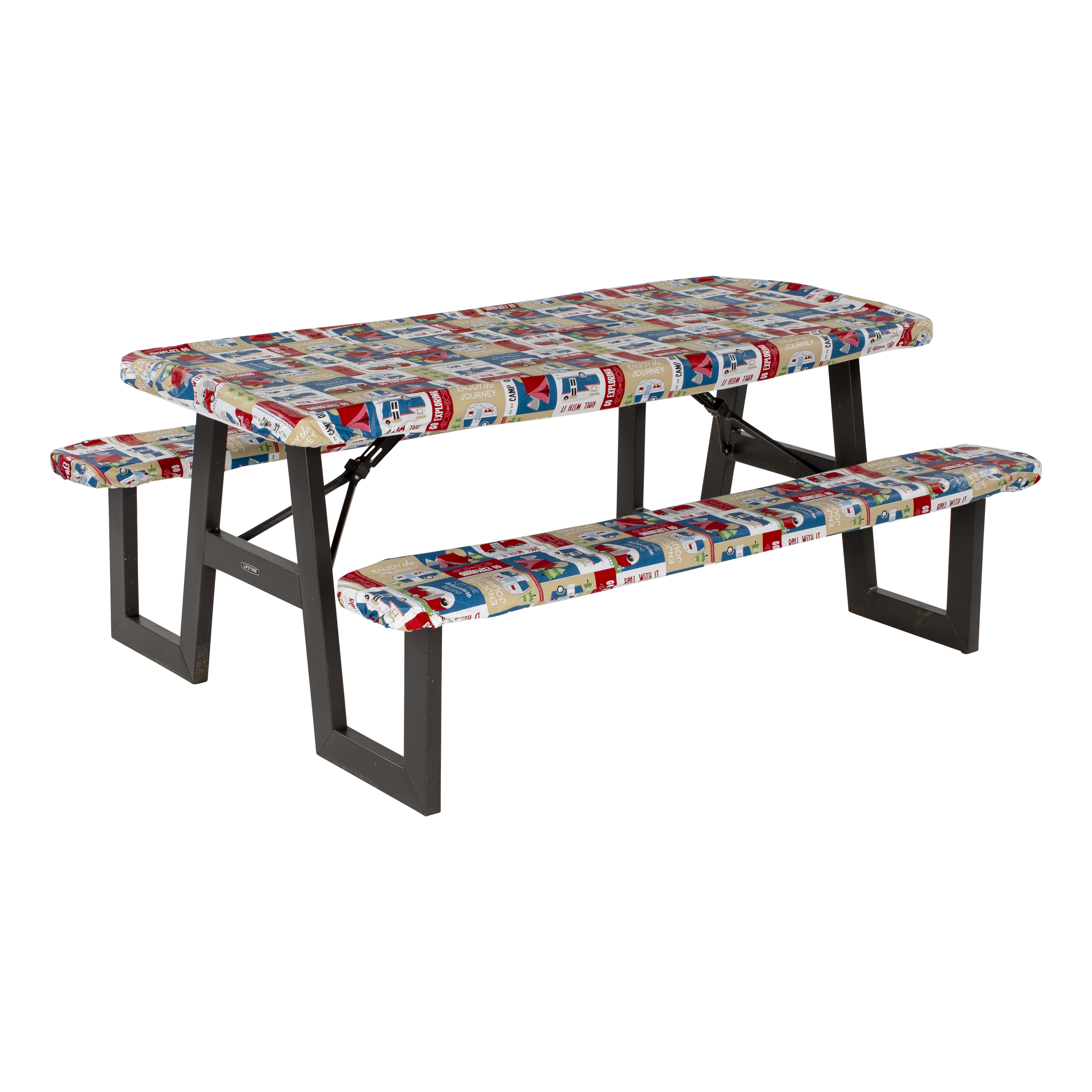 Lippert Vinyl Tablecloth with Bench Covers - Camping Patchwork #2022107835 thumbnail 1