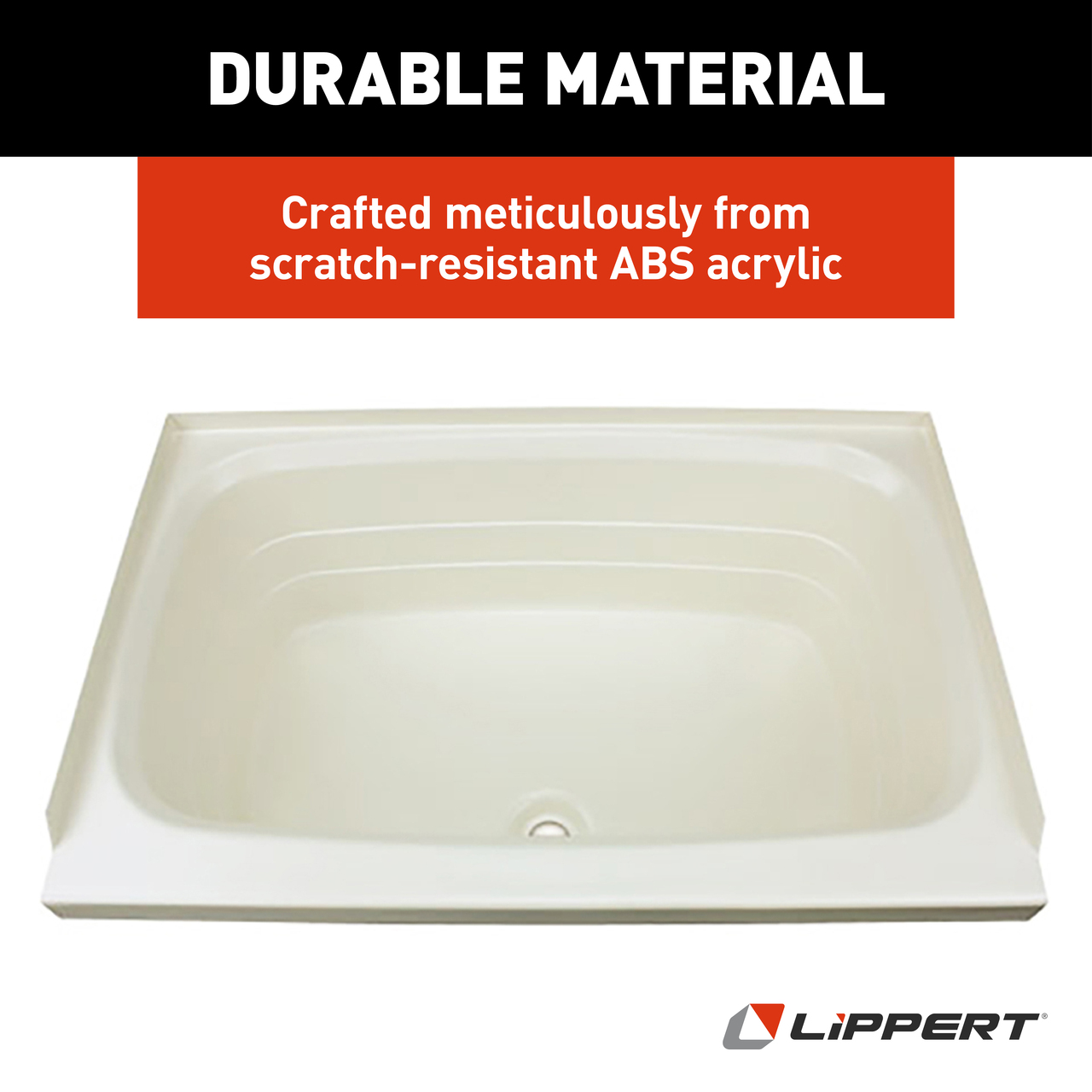 Lippert Bathtub with Center Drain - 24" x 38", Parchment #P2438CDSPK thumbnail 5