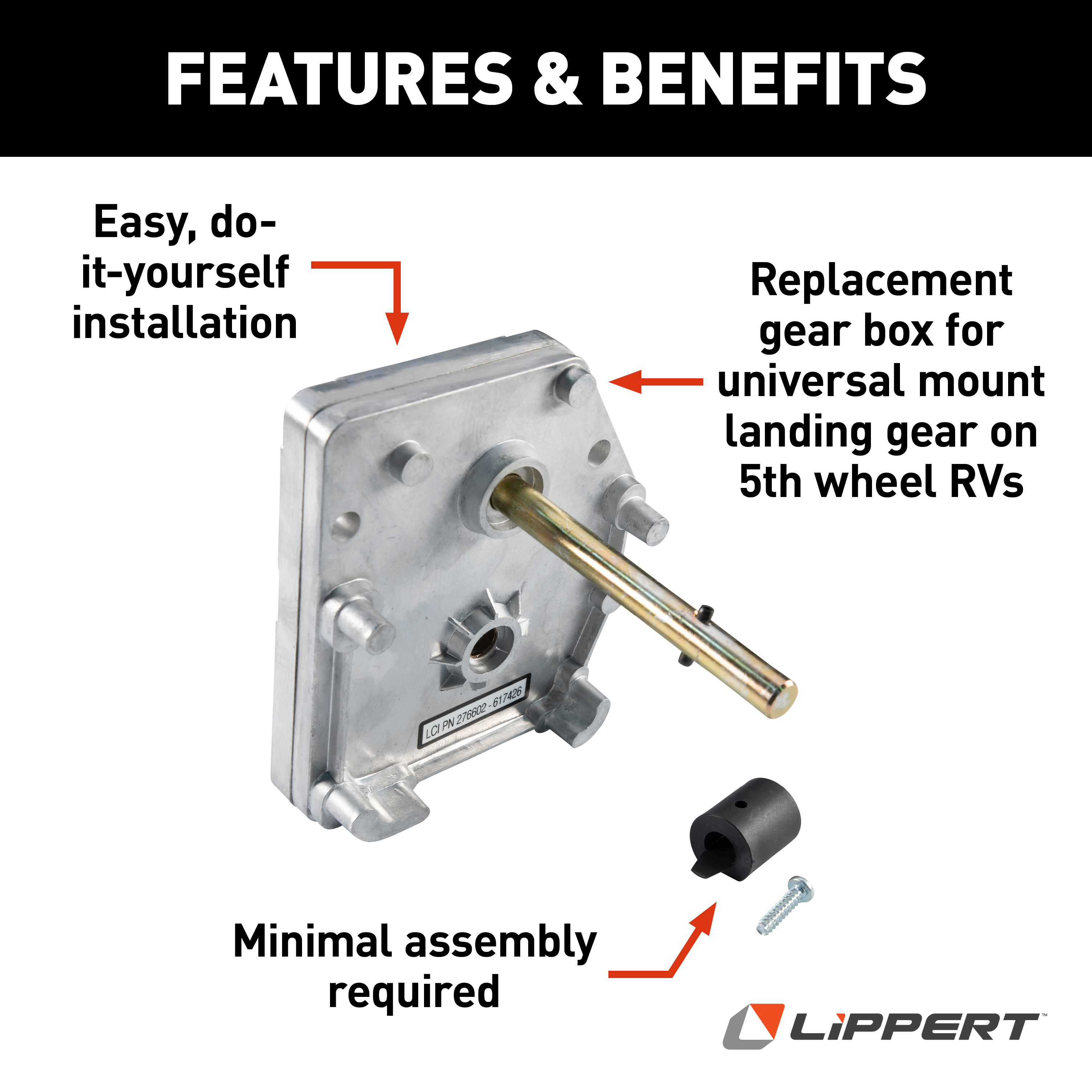 Lippert Universal-Mount 5th Wheel Landing Gear Aluminum Gear Box #276602 thumbnail 2