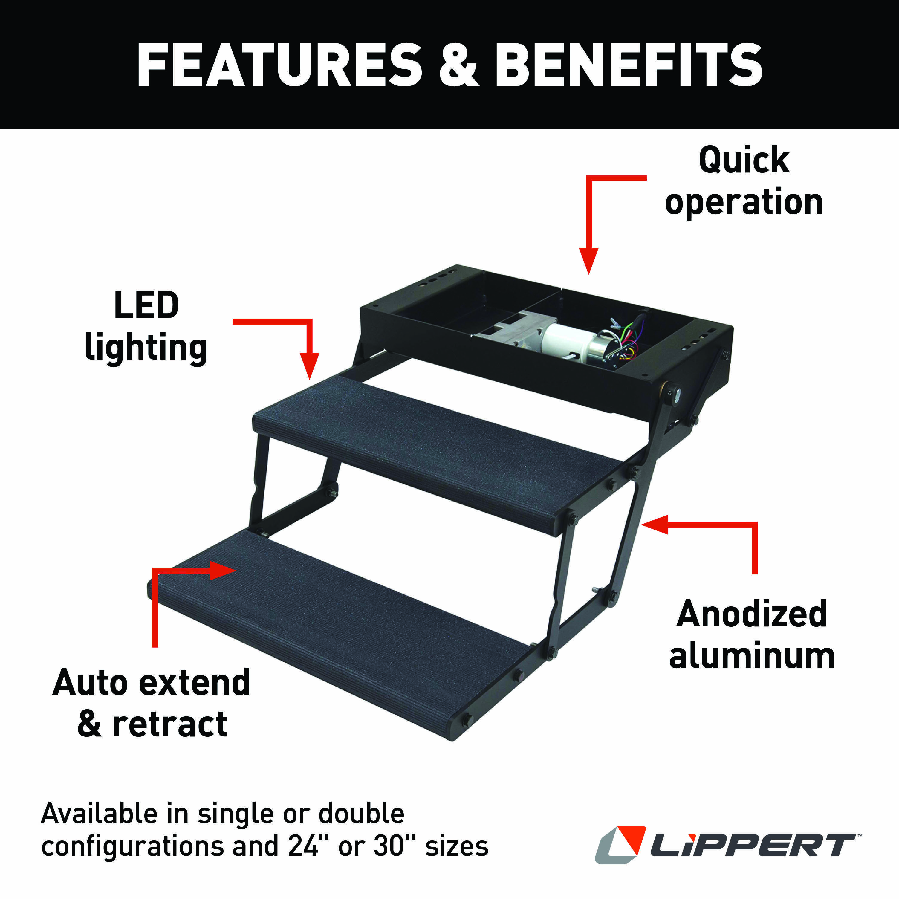 Lippert Tread Lite RV Power Steps - 24" Double thumbnail 1