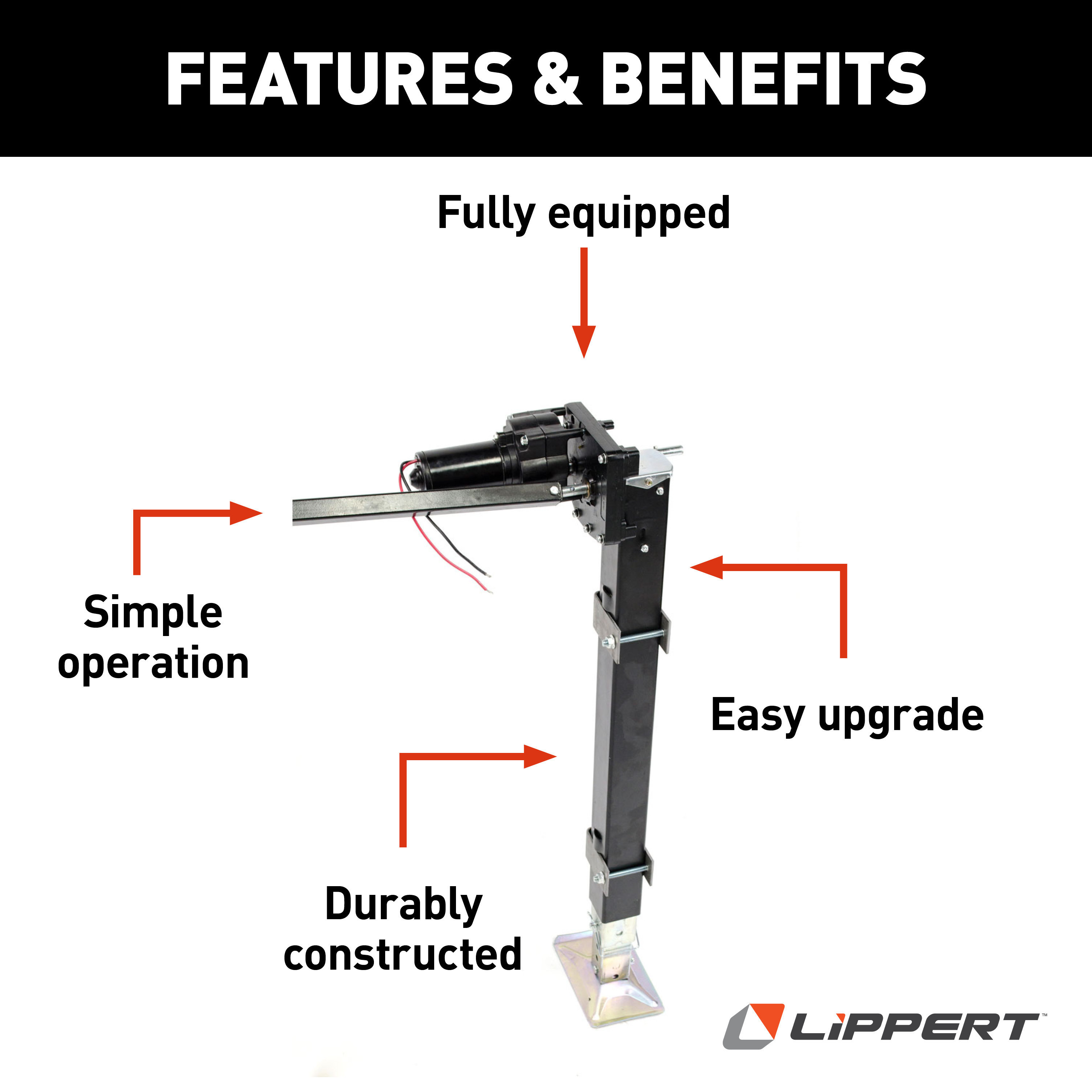 Lippert Universal-Mount Power 5th Wheel Landing Gear Kit - 6,000 lbs. #333964 thumbnail 1