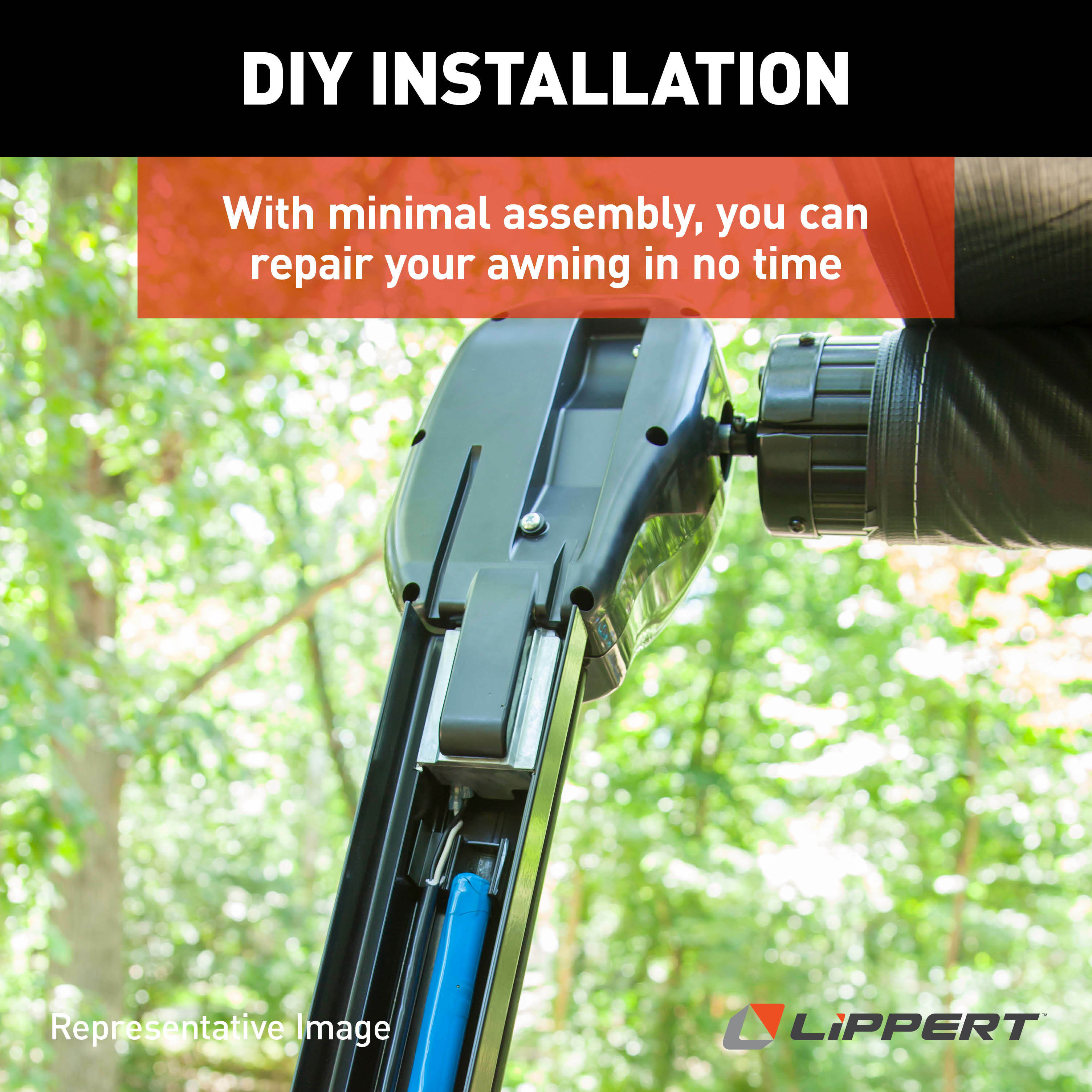 Solera Manual Pull Style Awning Idler Head Assembly - Black #285147 thumbnail 3