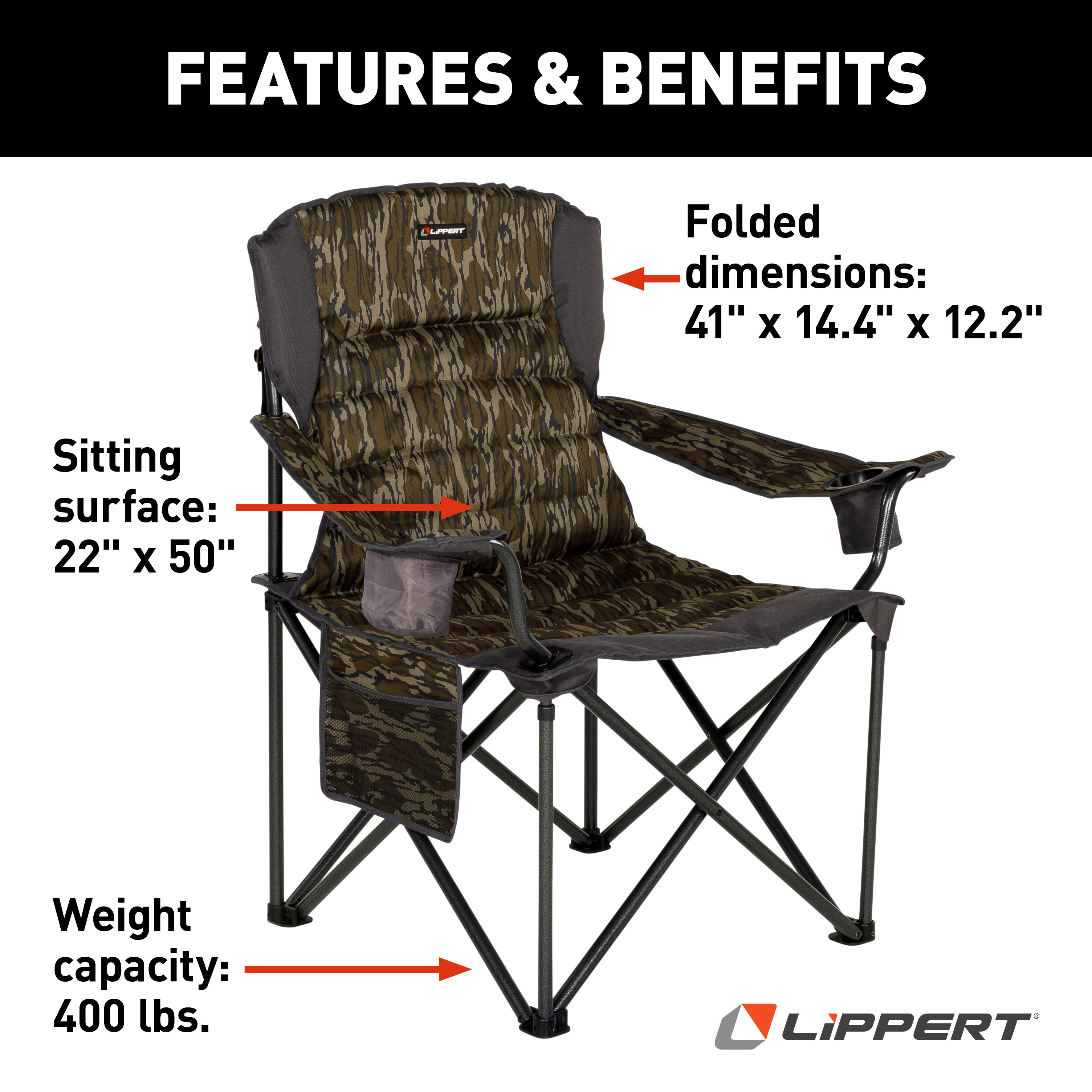 Lippert Campfire Deluxe Folding Chair - Mossy Oak Original Bottomland Camo #2023053729 thumbnail 1
