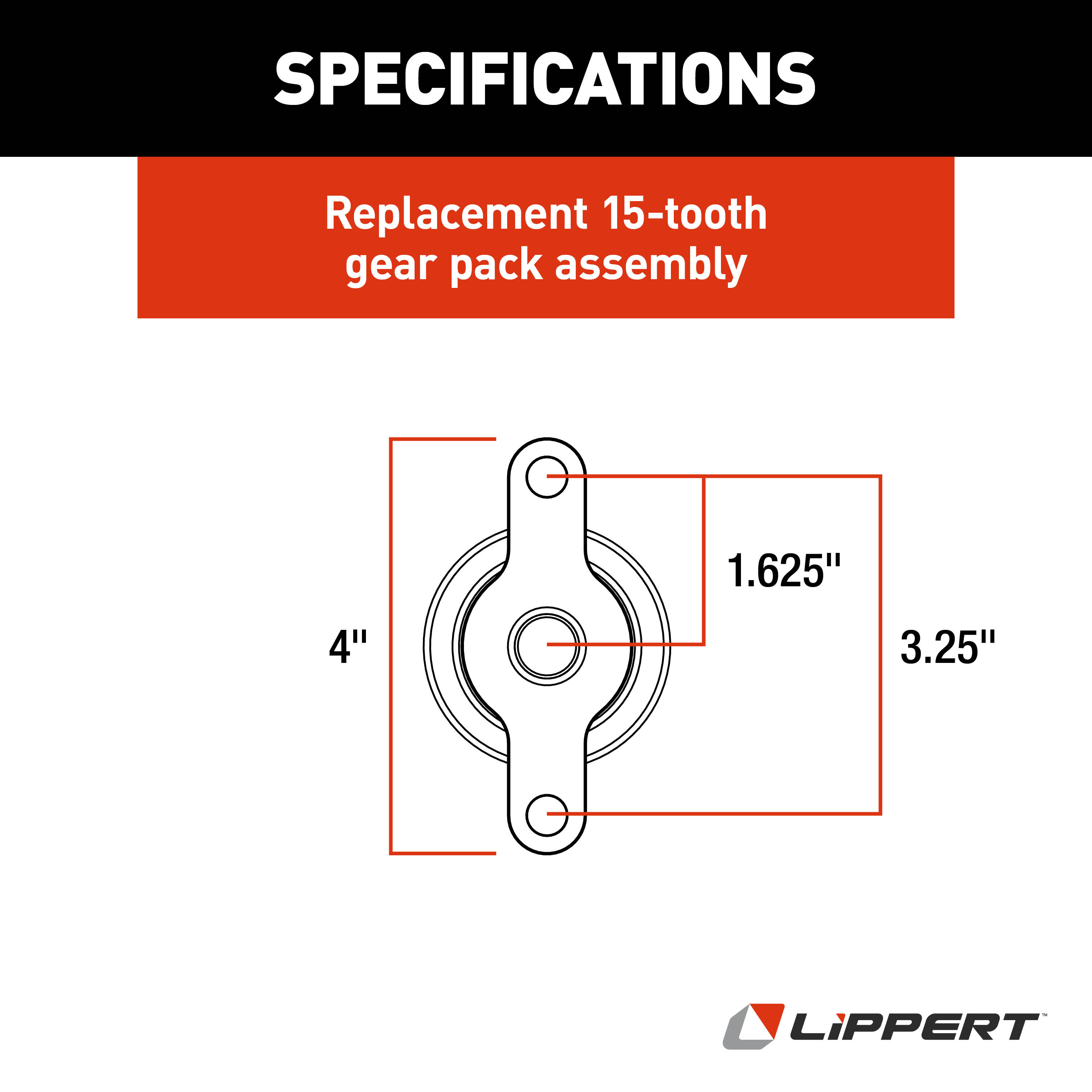Lippert Replacement 2 x 2 Through-Frame Slide-Out Gear Pack Assembly without Roll Pins #281331 thumbnail 3
