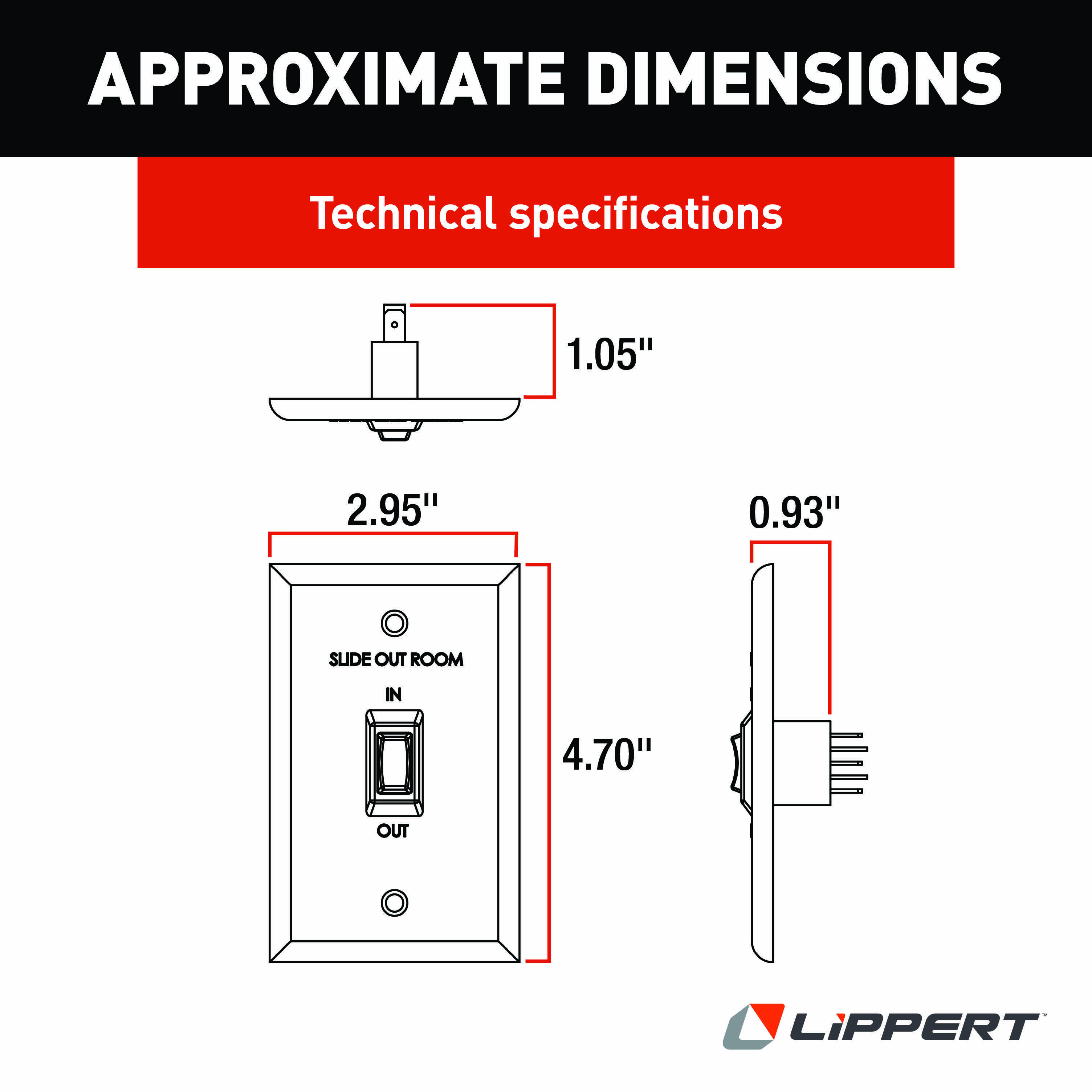 Lippert In-Wall Interior In/Out Switch for RV Slide-Outs - White #120639 thumbnail 1