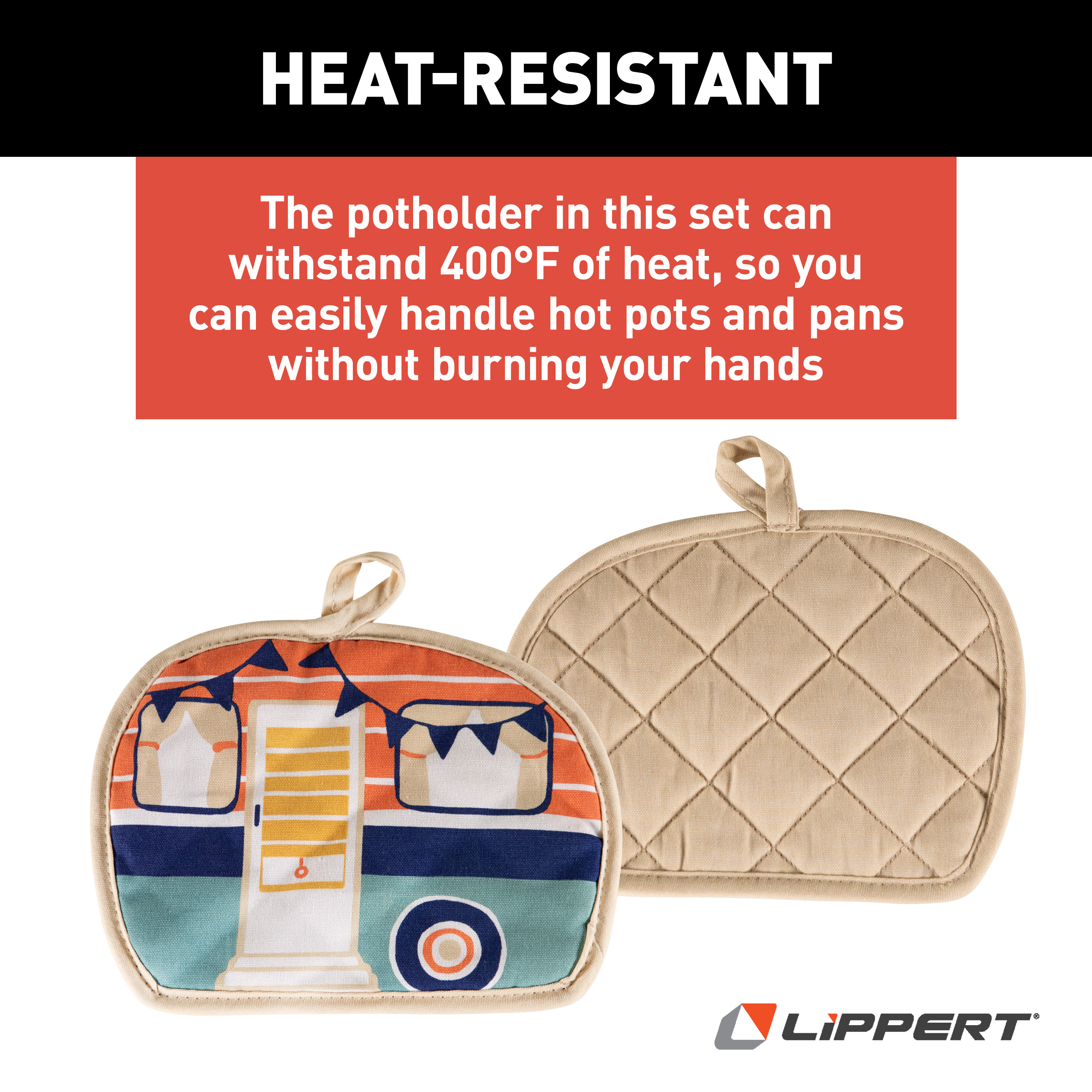 Lippert Kitchen Towel & Potholder Set - Camp Print, 2 Pieces #2023051697 thumbnail 3