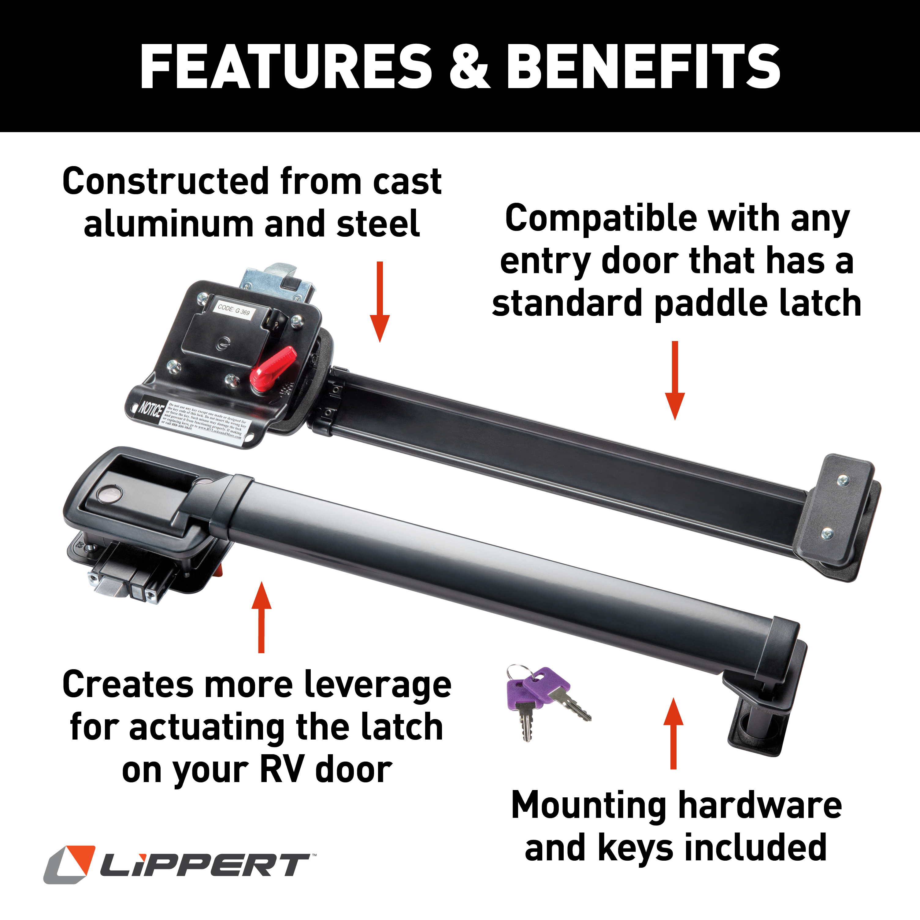 Lippert LatchXtend RV Door Handle Extension thumbnail 1