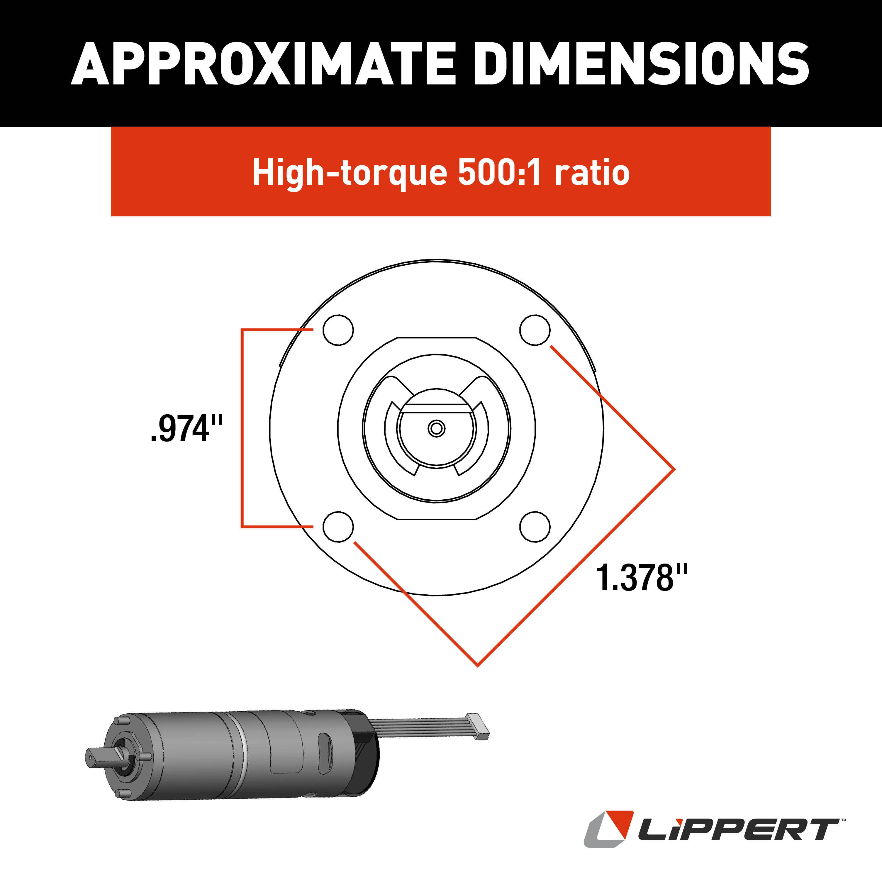 Lippert Replacement In-Wall Slide-Out High-Torque 500:1 Motor #287298 thumbnail 4