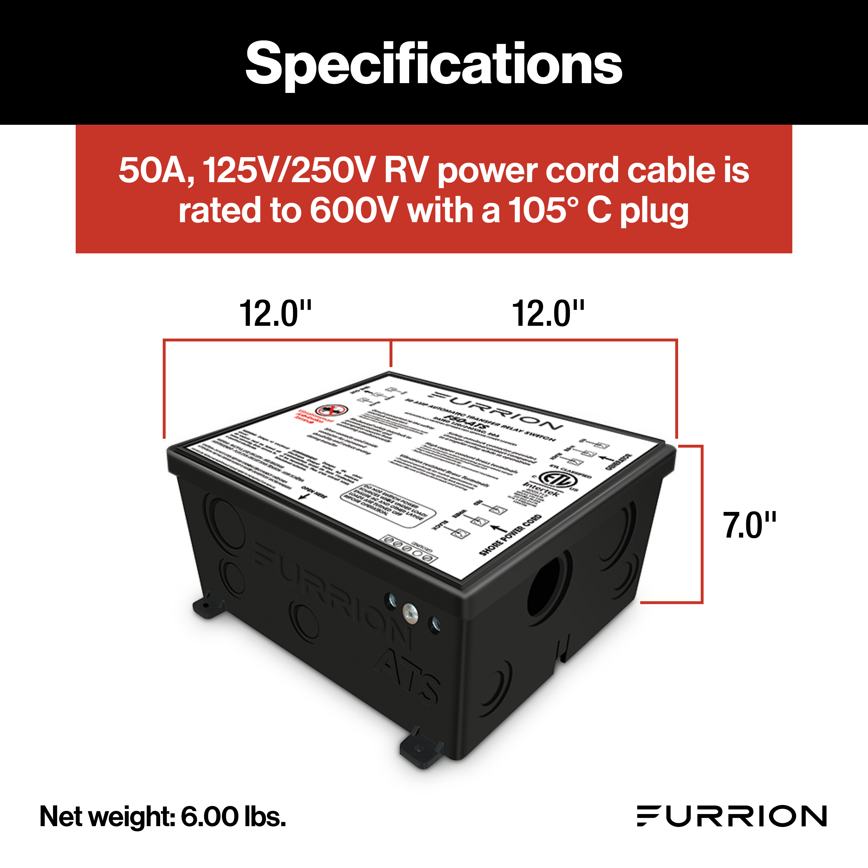 Furrion Transfer Switch - 50A, 125/250V #F50-ATS thumbnail 1