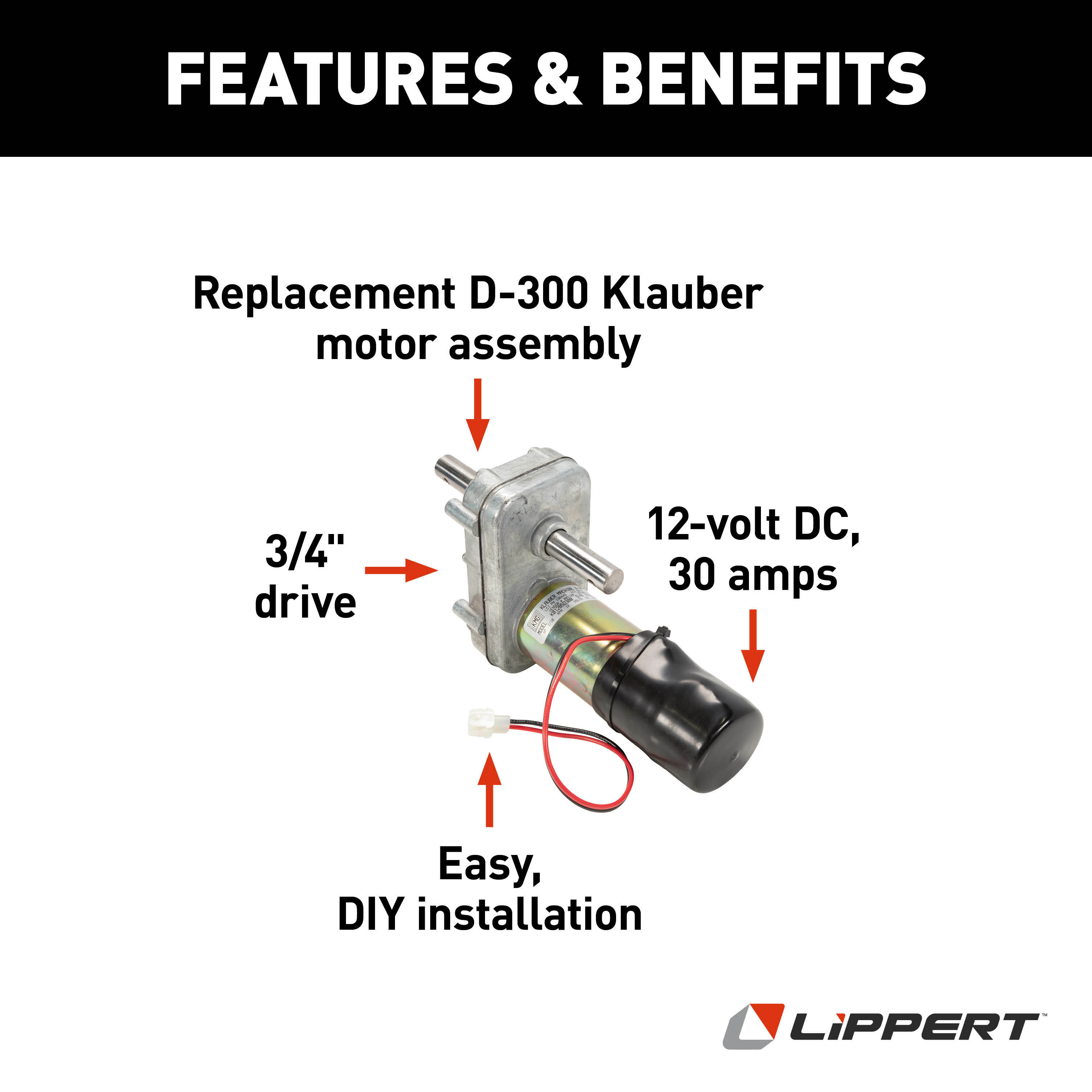 Lippert Replacement Klauber Through-Frame RV Slide-Out D-300 Motor #K01285D300 thumbnail 4