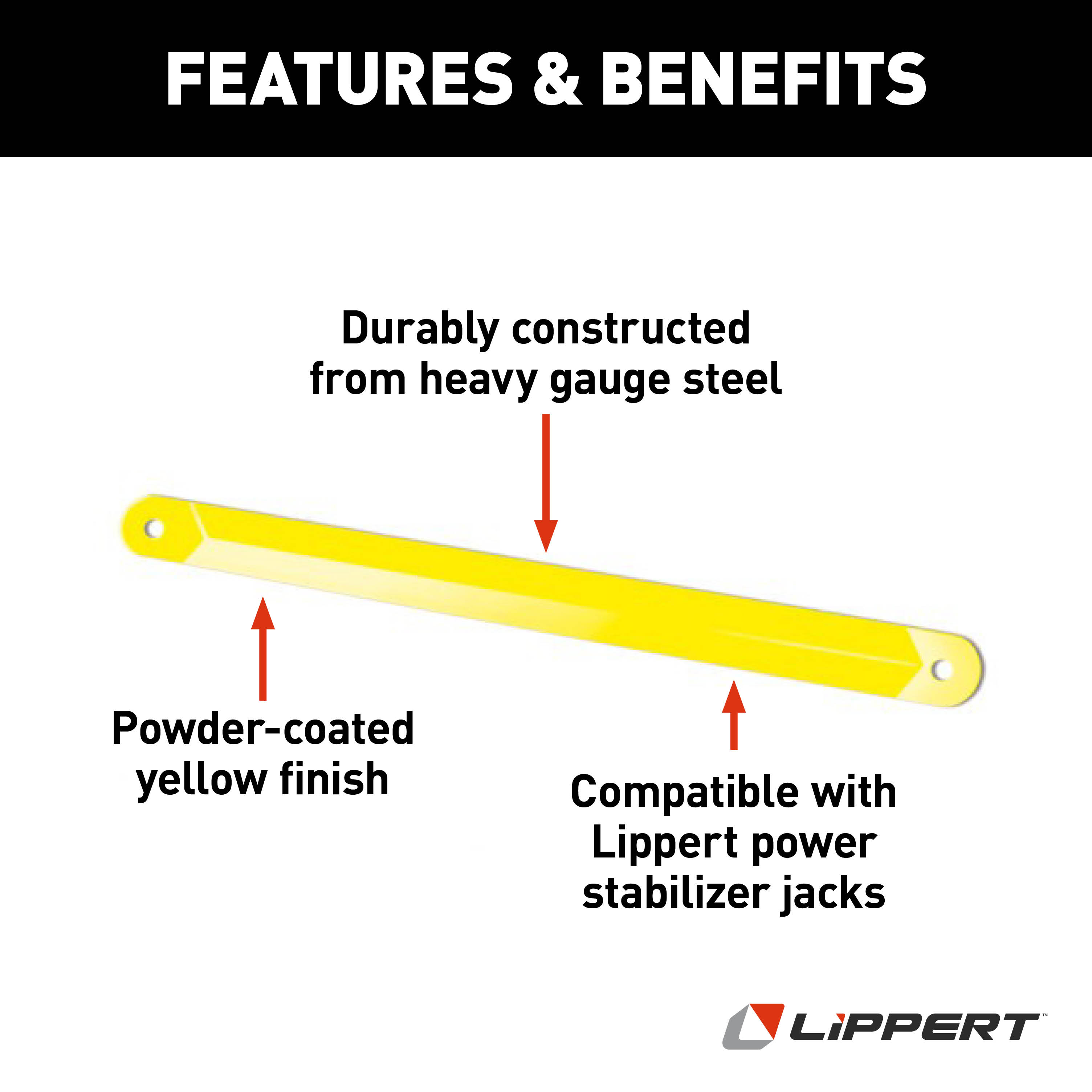 Lippert Replacement Power Stabilizer Support Arm - 19.3" Yellow #1134122 thumbnail 2