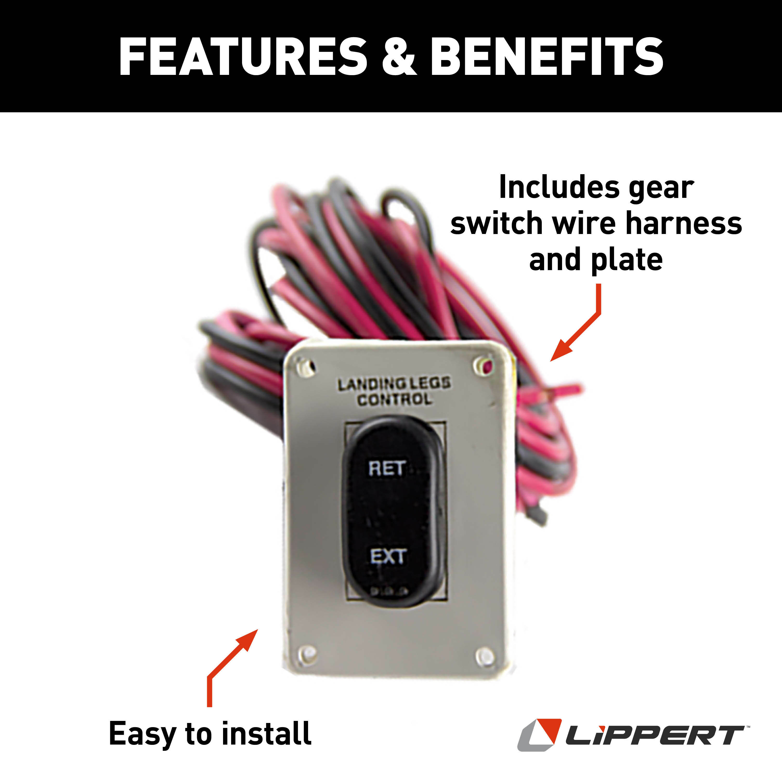 Lippert Replacement RV Landing Gear White IP-Rated Switch & Harness #145236 thumbnail 1