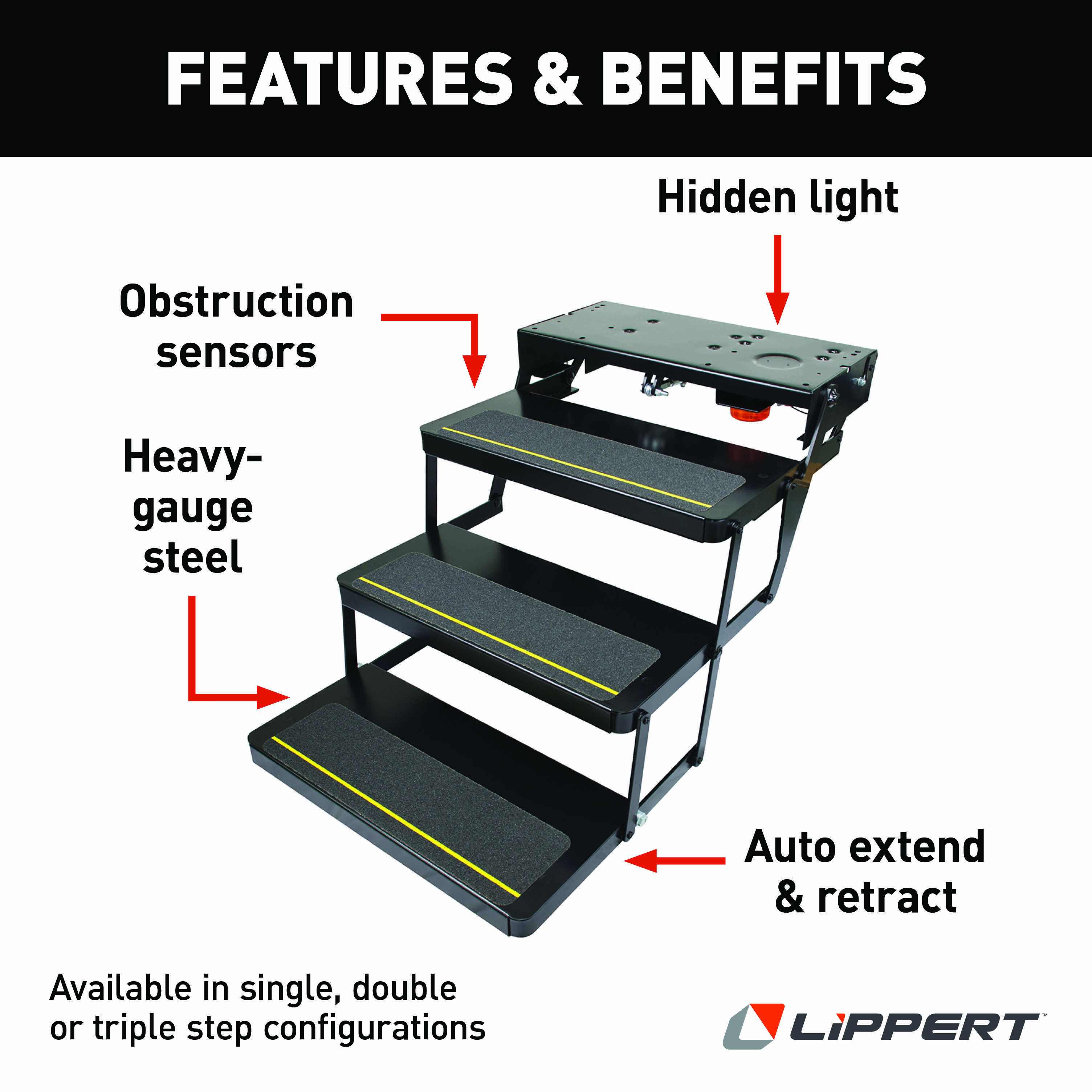 LIPPERT 25 Series (8" Rise) Step Assembly with Logic Control Unit and No Switch Kit thumbnail 2