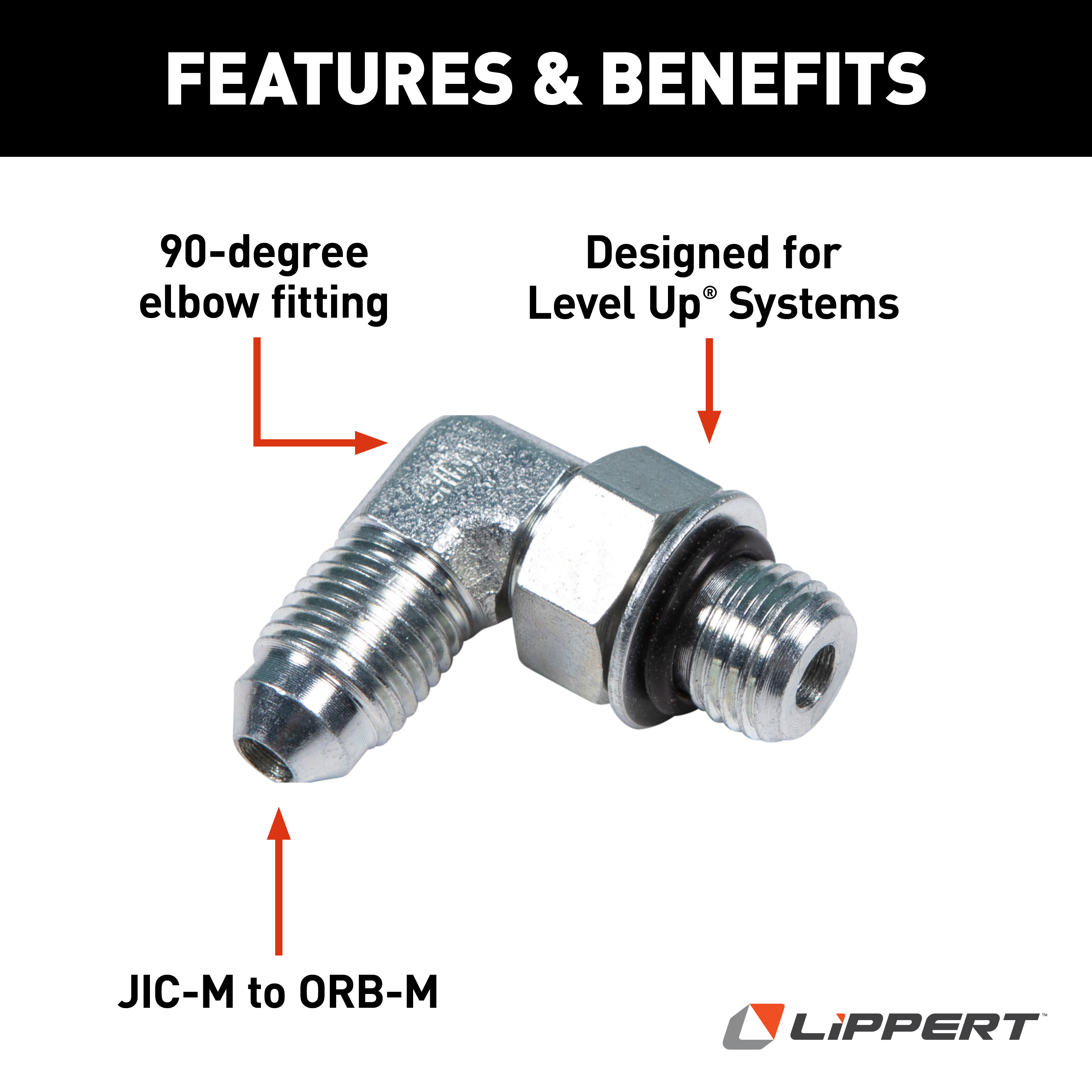 Lippert 1/4" 90 Elbow Hydraulic Leveling System Fitting #6801-04-04 thumbnail 2