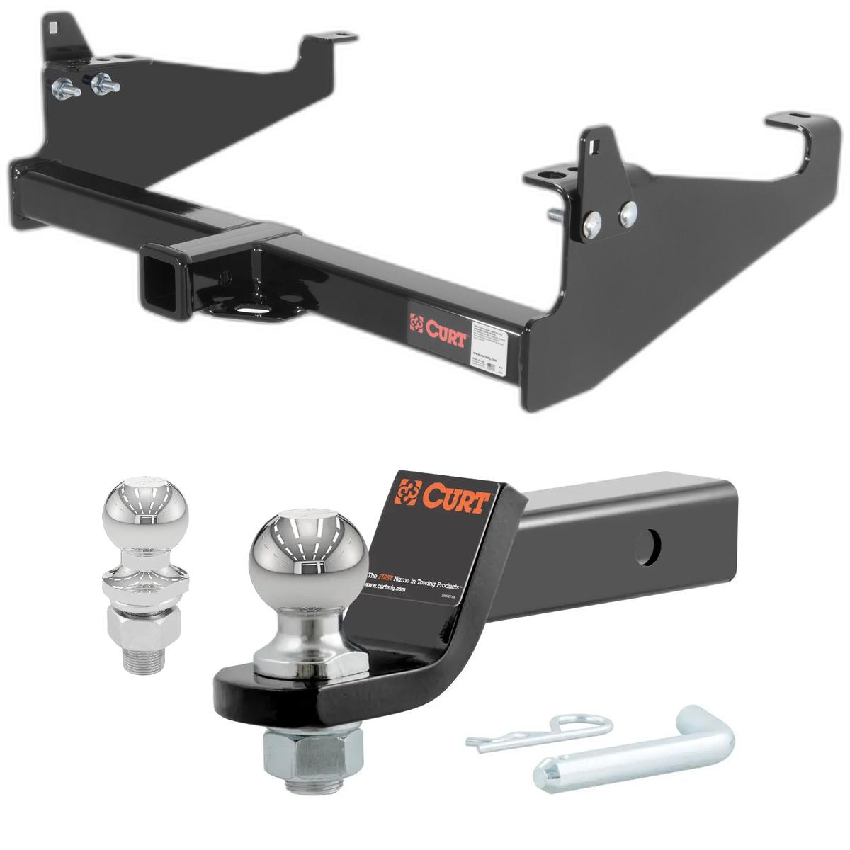 1999-2020 Ford F-350 Super Duty Cab & Chassis with 34 In. Frame CURT Class 4 Trailer Hitch, 2" Receiver + 2" Ball + 1-7/8" Ball Kit thumbnail 0