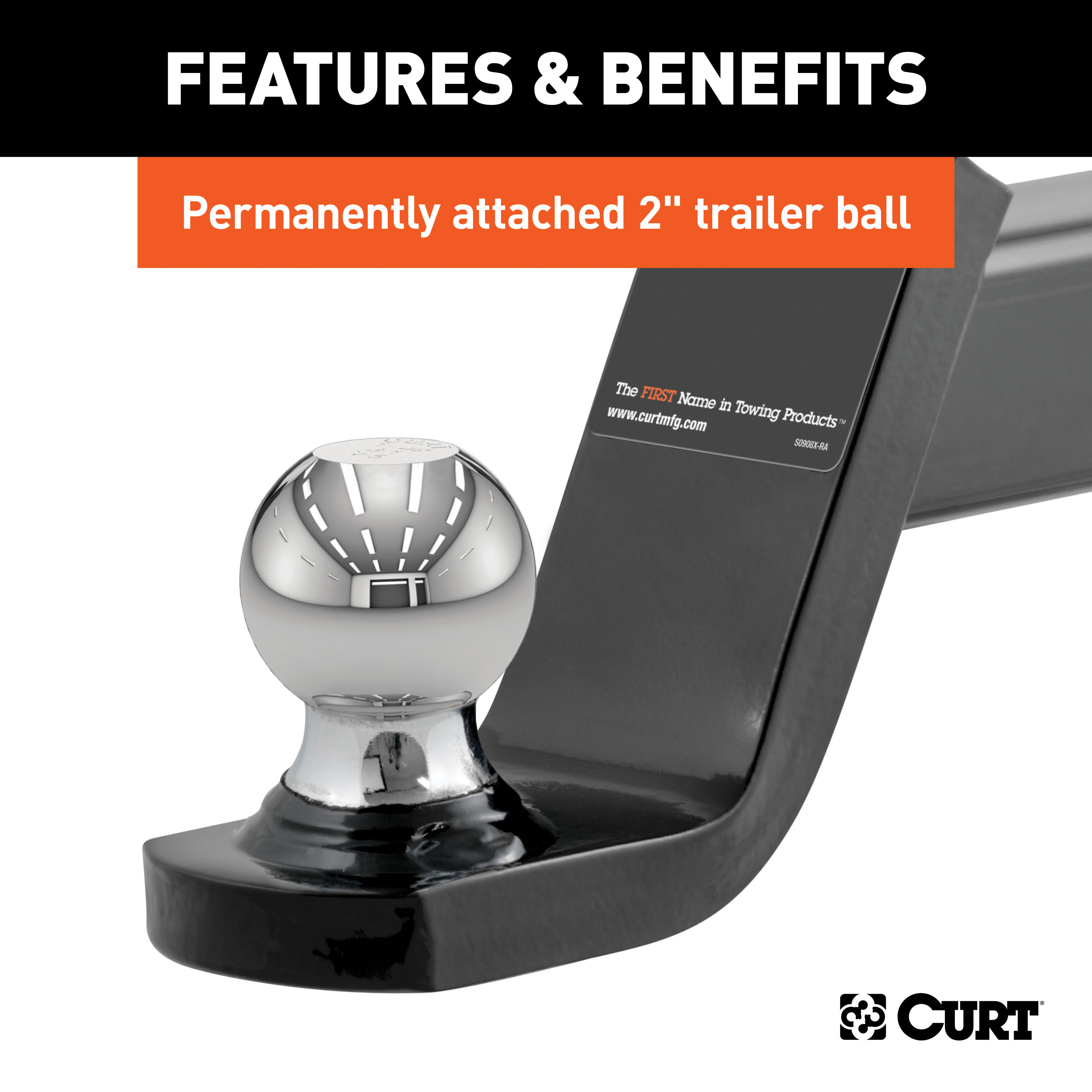 CURT Towing Starter Kit with 2" Ball (2" Shank, 7,500 lbss, 4" Drop) Trailer Hitch Ball Mount thumbnail 3