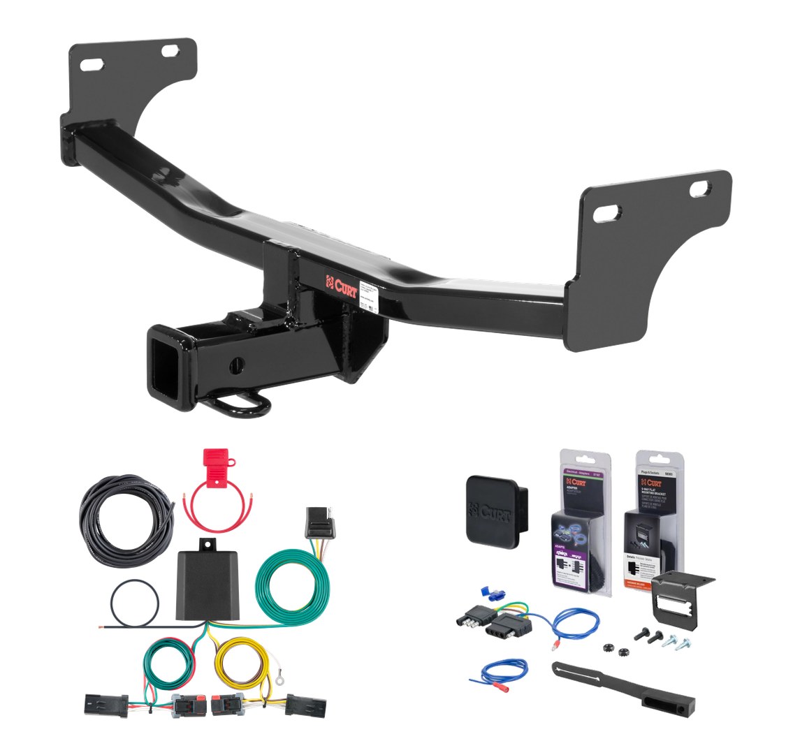 2017 Jeep Compass Built in USA Curt 2" Class 3 Trailer Tow Hitch + 5-Flat Wiring Kit Tow Boat/Utility Trailer with Surge Brakes 13081 thumbnail 0