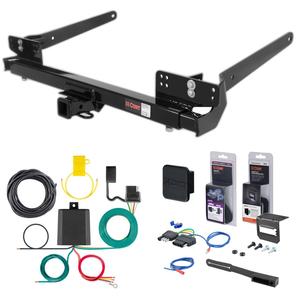 78 - 83 Jeep CJ7 Curt 2" Class 3 Trailer Tow Hitch + 5-Flat Wiring Kit Tow Boat/Utility Trailer with Surge Brakes 13412 thumbnail 0