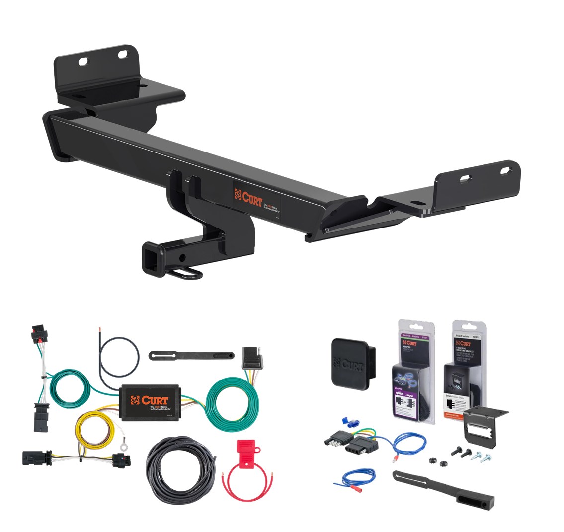 2017 Jeep Compass Built in Mexico Curt 1-1/4" Class 2 Trailer Tow Hitch + 5-Flat Wiring Kit Tow Boat/Utility Trailer with Surge Brakes 12174 thumbnail 0