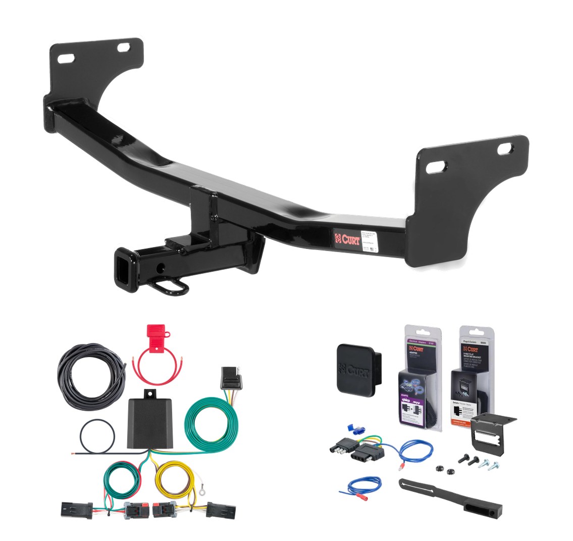 2017 Jeep Compass Built in USA Curt 1-1/4" Class 2 Trailer Tow Hitch + 5-Flat Wiring Kit Tow Boat/Utility Trailer with Surge Brakes 12057 thumbnail 0