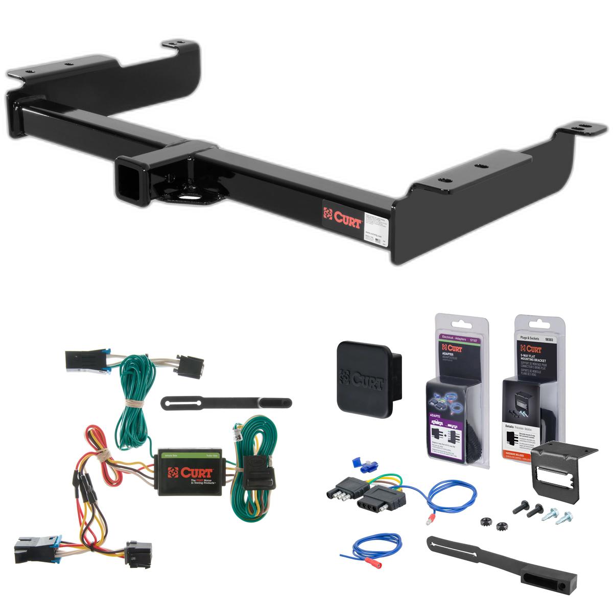 96 - 99 GMC Savana 1500 Curt 2" Class 4 Trailer Tow Hitch + 5-Flat Wiring Kit Tow Boat/Utility Trailer with Surge Brakes 14090 thumbnail 0
