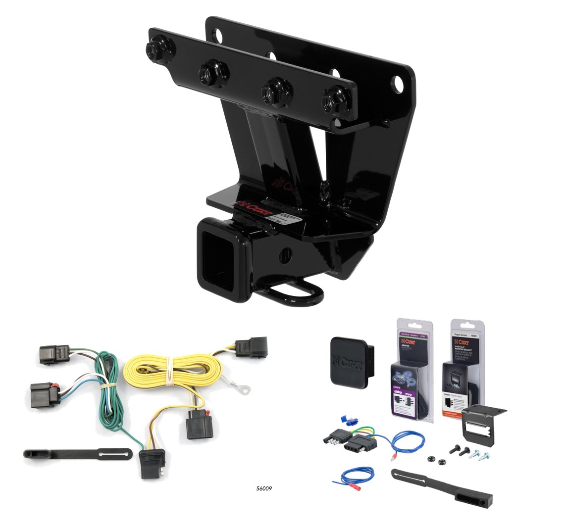 2007 - 2010 Jeep Grand Cherokee Excluding SRT8 Curt 2" Class 3 Trailer Tow Hitch + 5-Flat Wiring Kit Tow Boat/Utility Trailer with Surge Brakes 13251 thumbnail 0