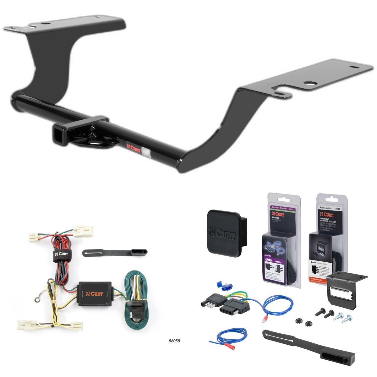 11 - 15 Kia Optima Curt 1-1/4" Class 1 Trailer Tow Hitch + 5-Flat Wiring Kit Tow Boat/Utility Trailer with Surge Brakes 11025 thumbnail 0