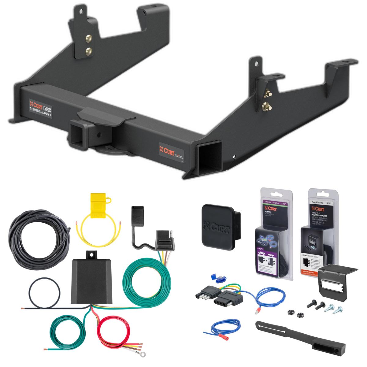 20 - 24 Chevrolet Silverado 2500 HD 8' bed, excluding factory receiver, Tommy Gate lift or cab & chassis Curt 2-1/2" Class 5 Trailer Tow Hitch + 5-Flat Wiring Kit Tow Boat/Utility Trailer with Surge Brakes 15010 thumbnail 0