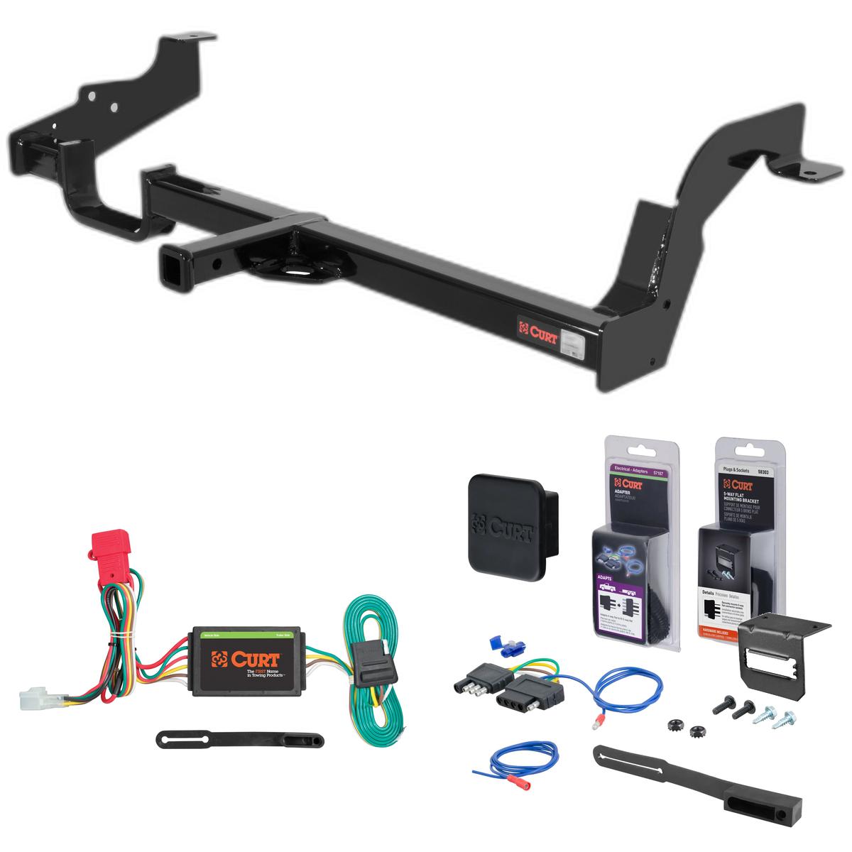 00 - 04 Subaru Outback Wagon Curt 1-1/4" Class 2 Trailer Tow Hitch + 5-Flat Wiring Kit Tow Boat/Utility Trailer with Surge Brakes 12270 thumbnail 0