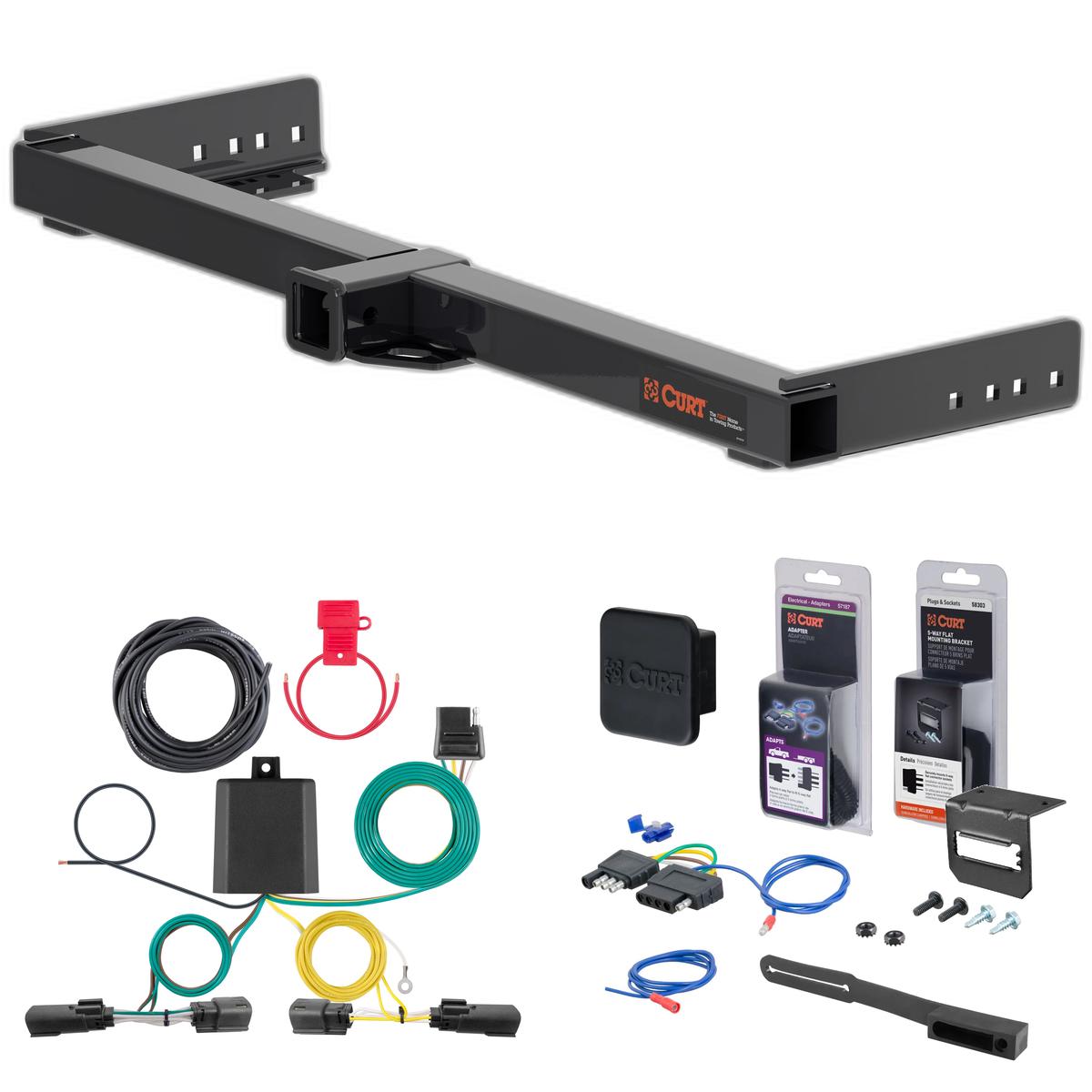 21 - 24 Jeep Grand Cherokee L Curt 2" Class 3 Trailer Tow Hitch + 5-Flat Wiring Kit Tow Boat/Utility Trailer with Surge Brakes 13525 thumbnail 0