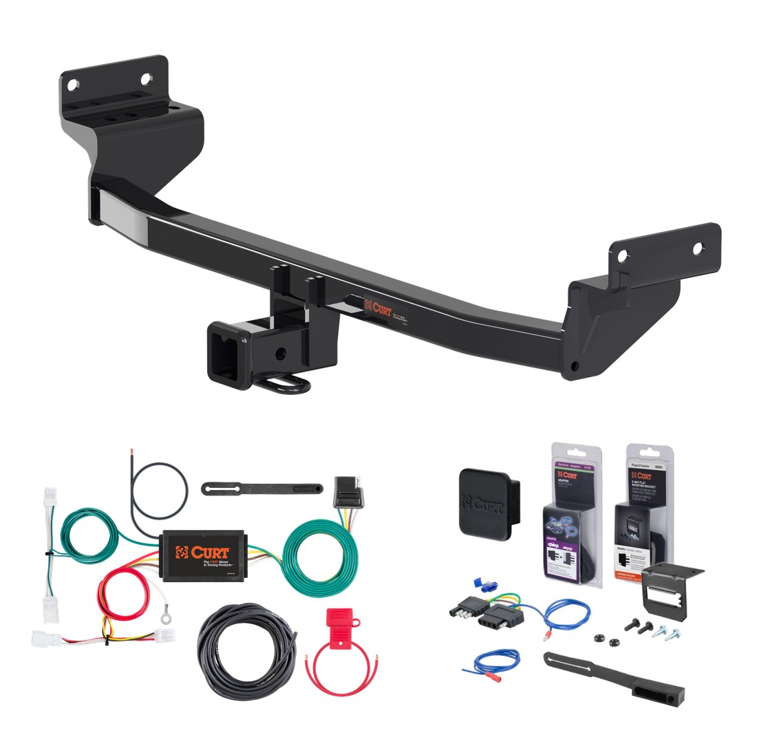 2017 - 2022 Kia Niro Excluding plug-in and EV models Curt 2" Class 3 Trailer Tow Hitch + 5-Flat Wiring Kit Tow Boat/Utility Trailer with Surge Brakes 13329 thumbnail 0