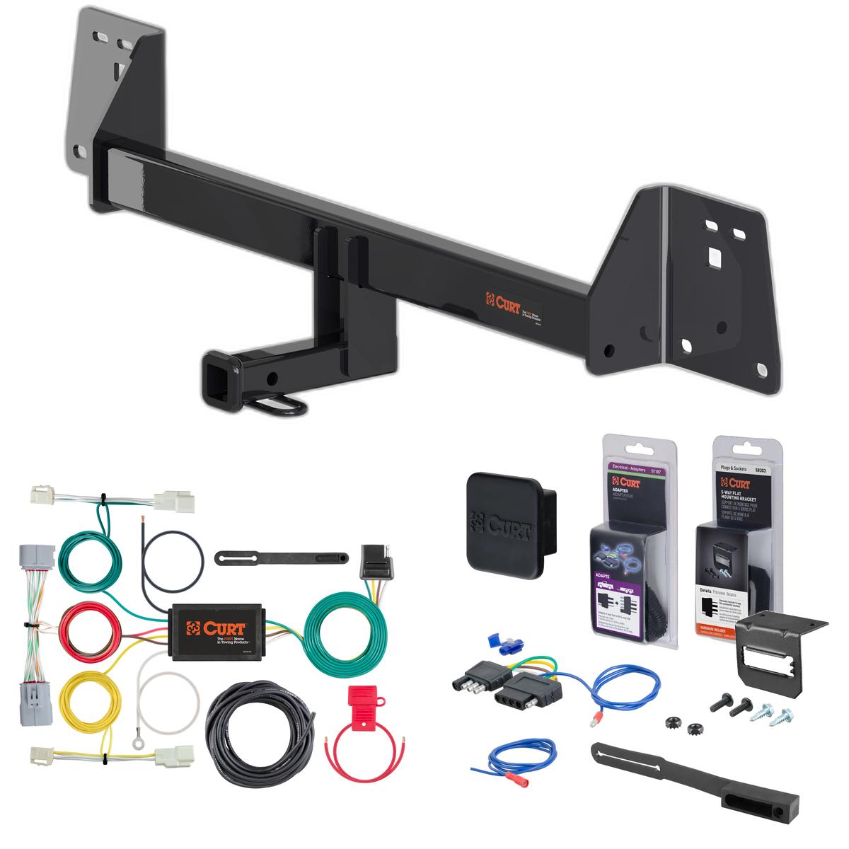 19 - 22 Toyota Prius AWD-e Curt 1-1/4" Class 1 Trailer Tow Hitch + 5-Flat Wiring Kit Tow Boat/Utility Trailer with Surge Brakes 11473 thumbnail 0